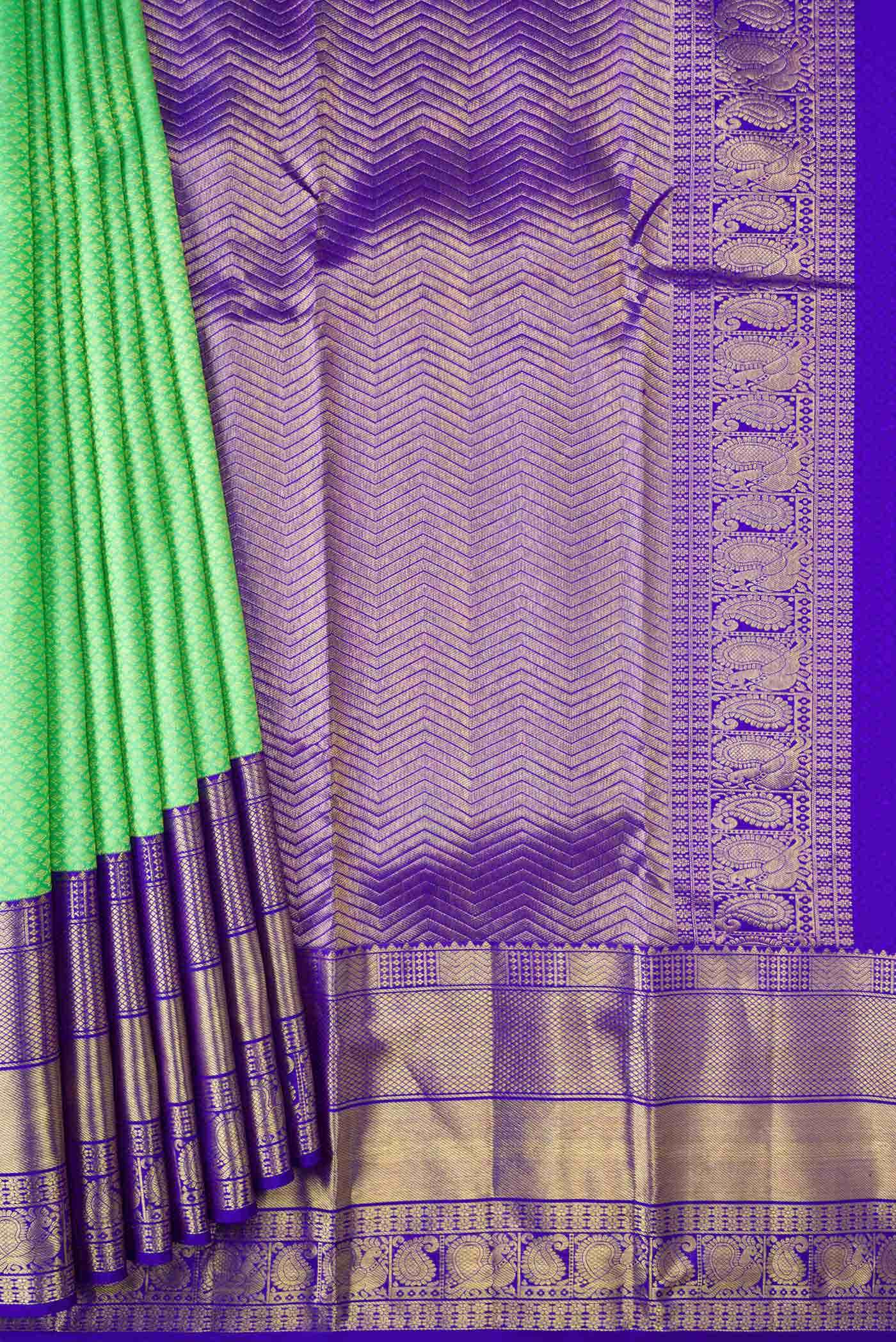 Parrot Green Kanchipuram Silk Saree