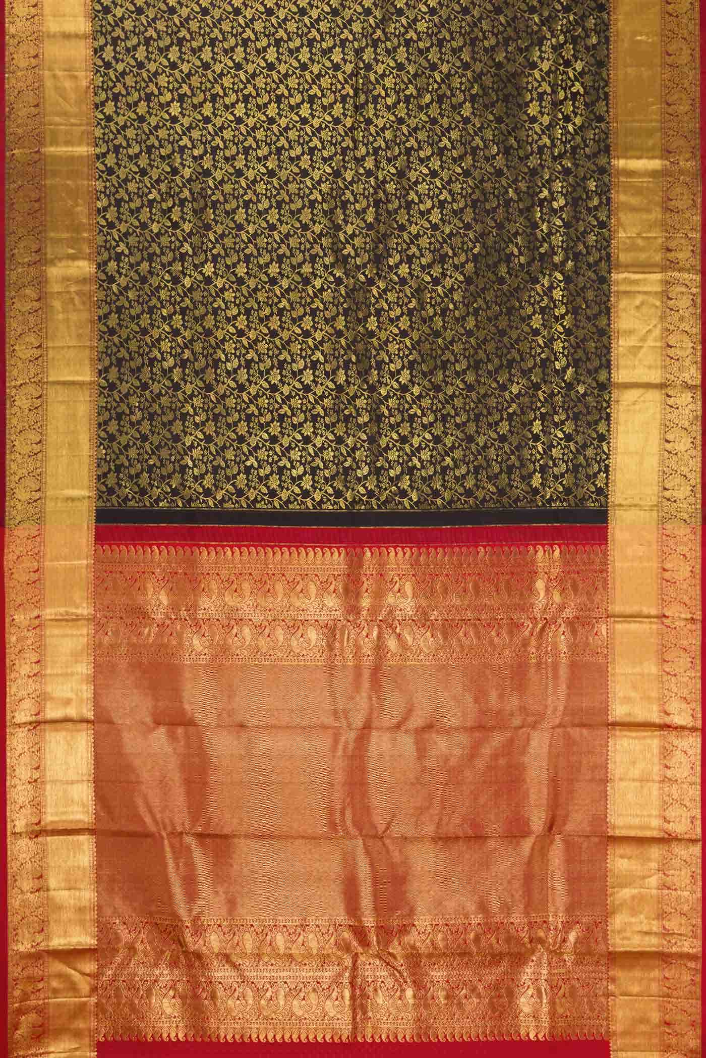 Bottle Green Dual Tone Kanchipuram Silk Saree
