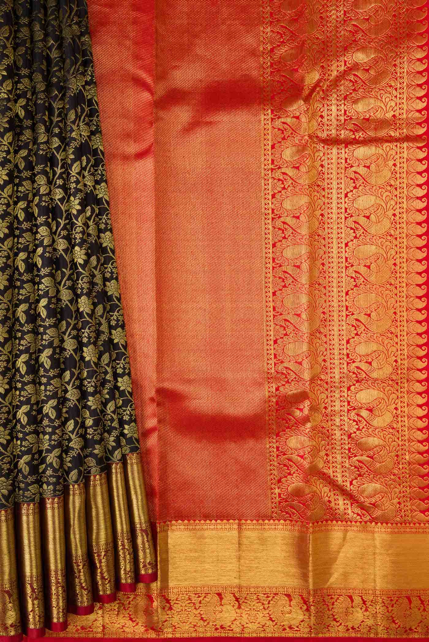 Bottle Green Dual Tone Kanchipuram Silk Saree