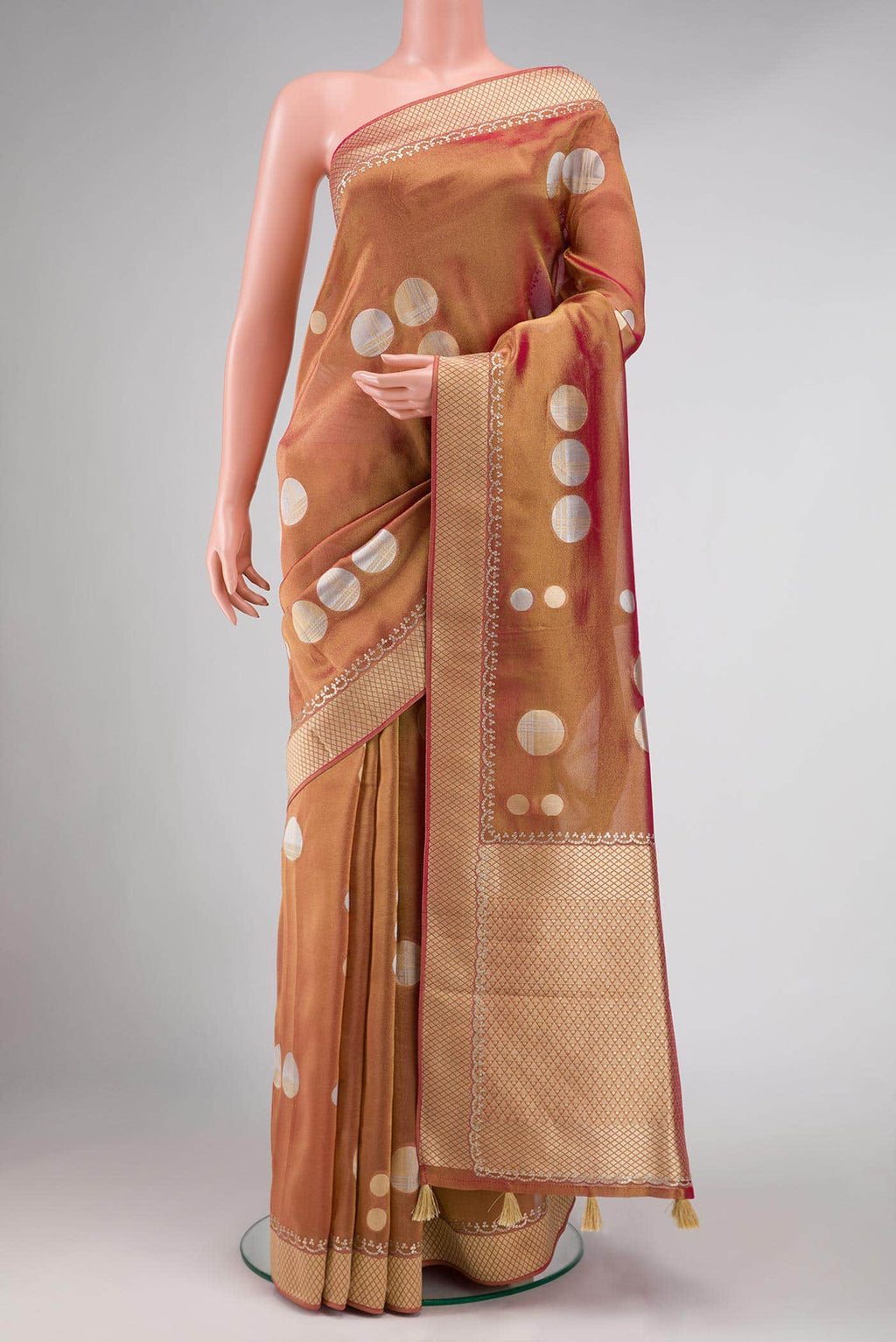 Maroon Dual Tone Organza Silk Saree