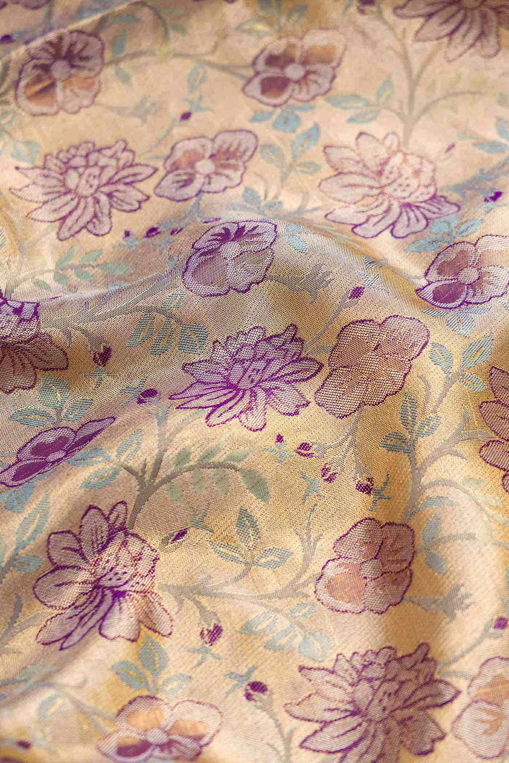 Gold Dual Tone Kanchipuram Tissue Silk Saree