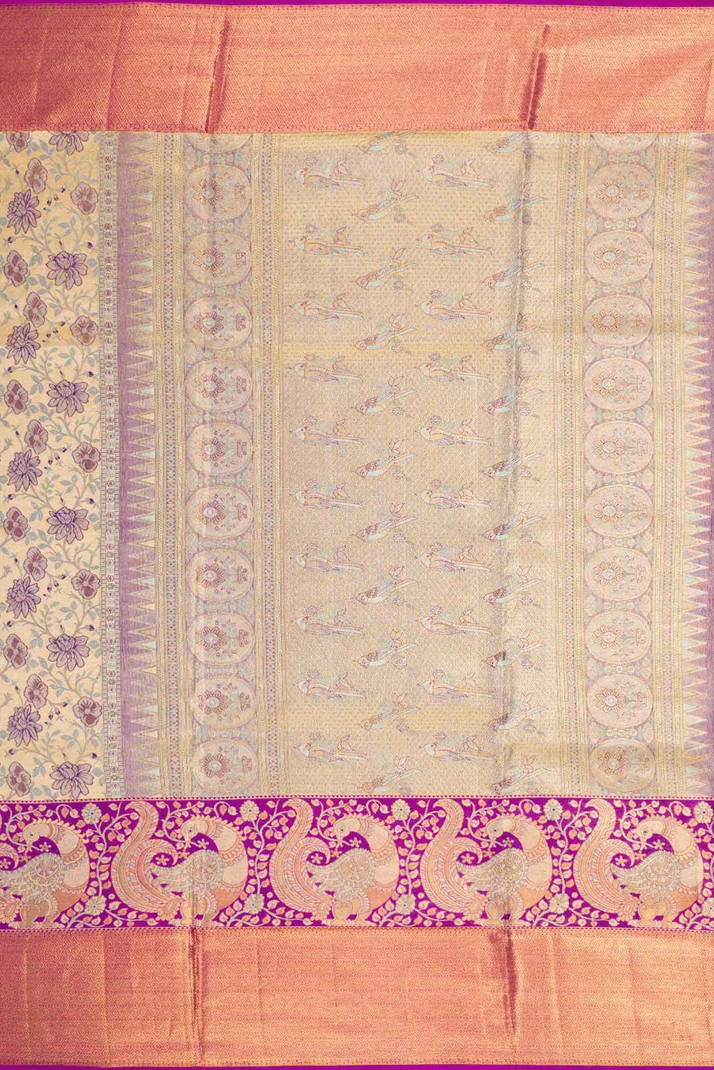 Gold Dual Tone Kanchipuram Tissue Silk Saree