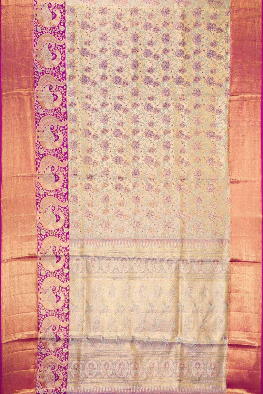 Gold Dual Tone Kanchipuram Tissue Silk Saree