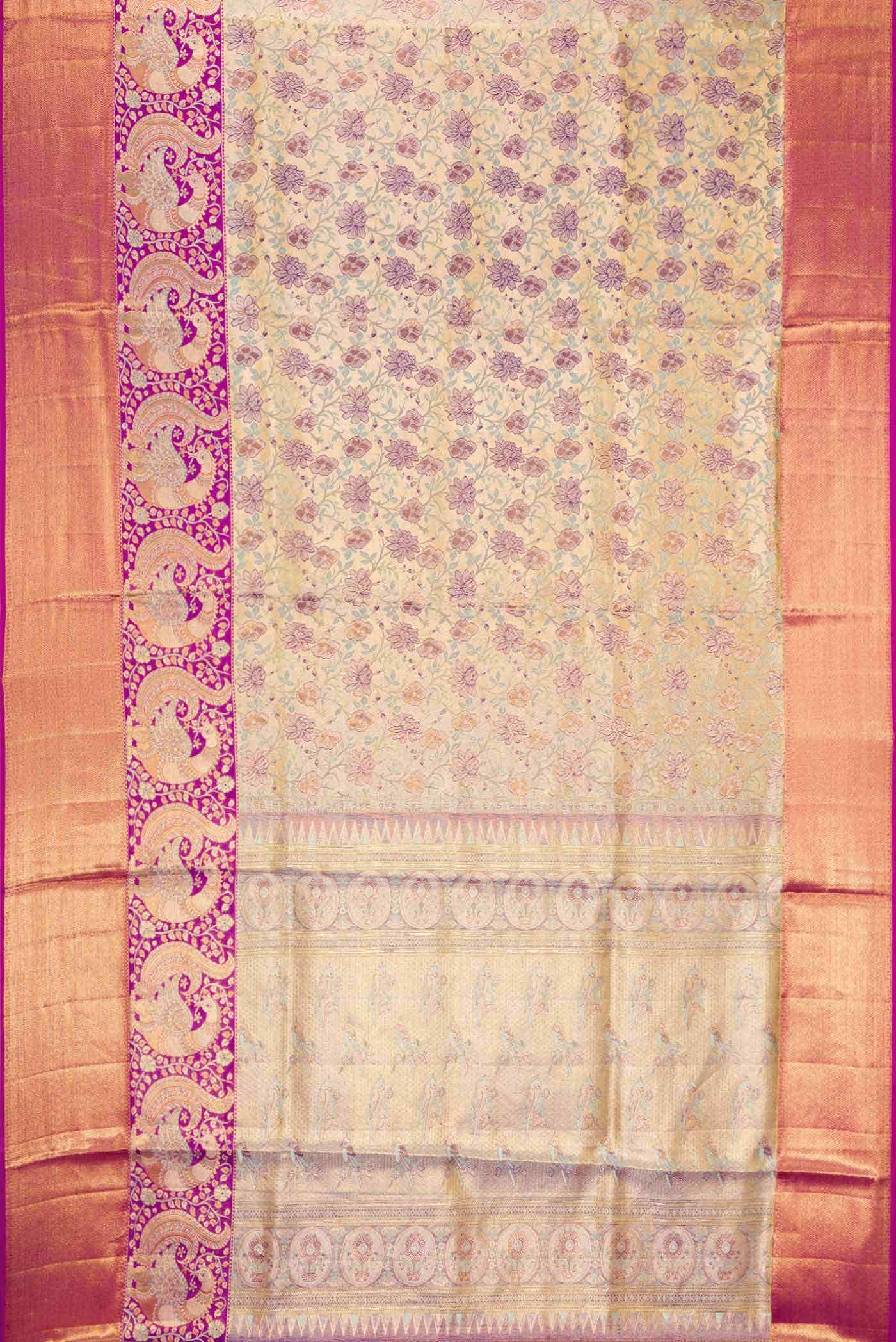 Gold Dual Tone Kanchipuram Tissue Silk Saree