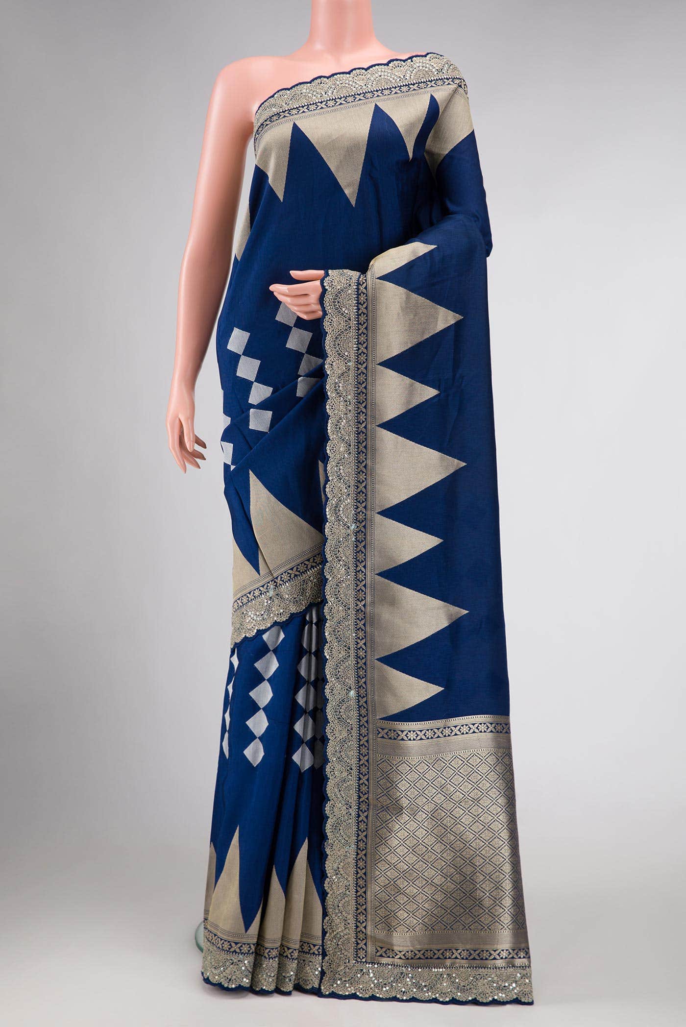 Royal Blue Dual Tone Tussar Silk Saree