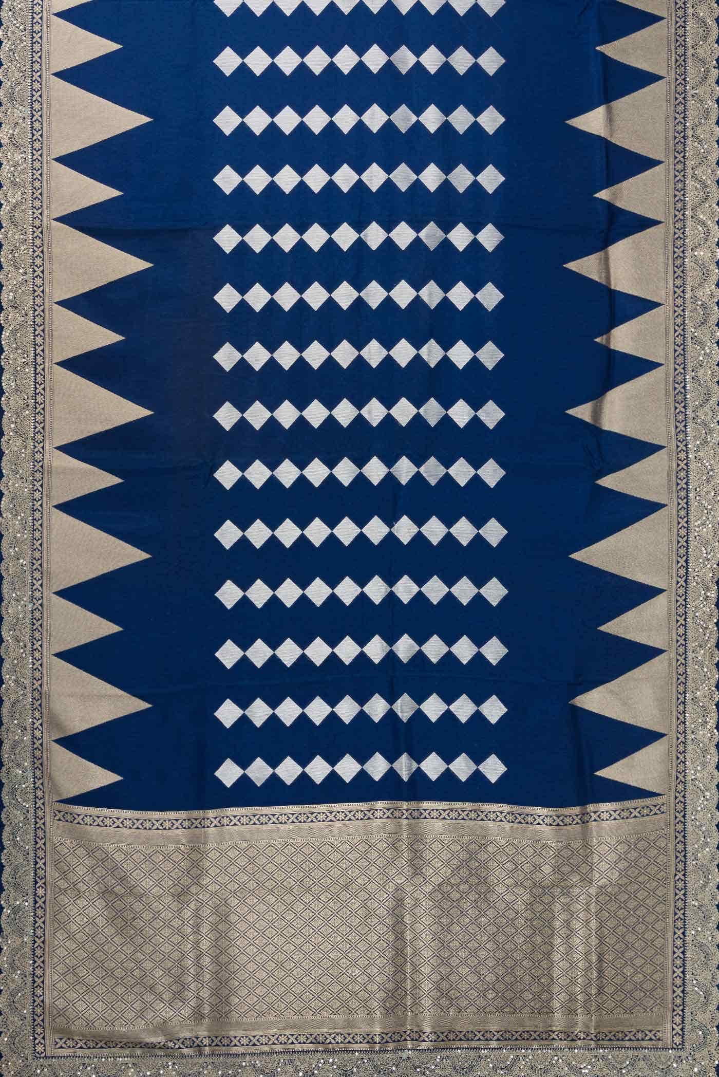 Royal Blue Dual Tone Tussar Silk Saree