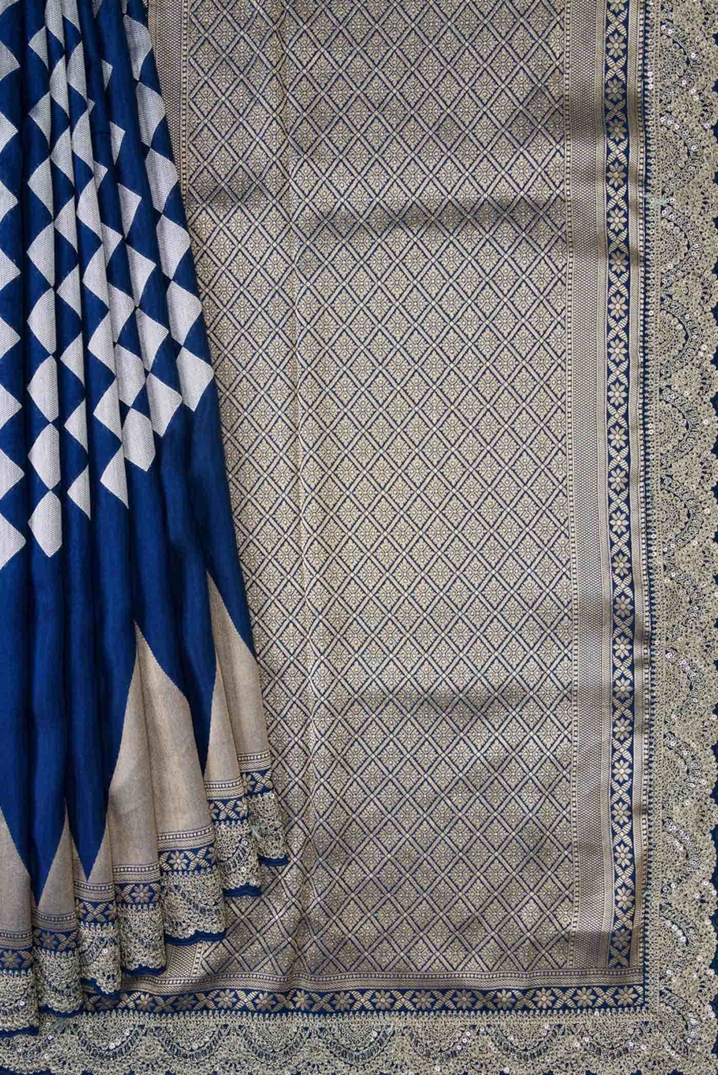 Royal Blue Dual Tone Tussar Silk Saree