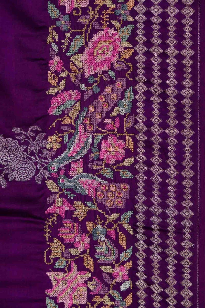 Violet Dual Tone Banarasi Silk Saree