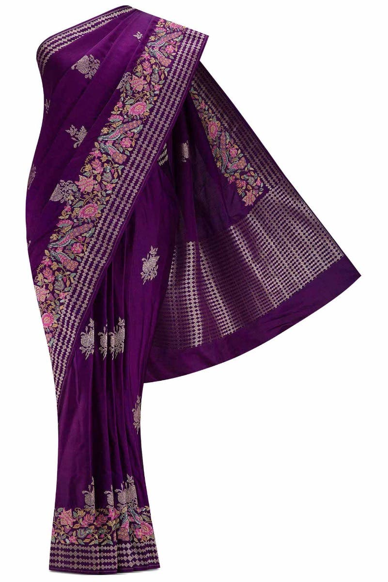Violet Dual Tone Banarasi Silk Saree