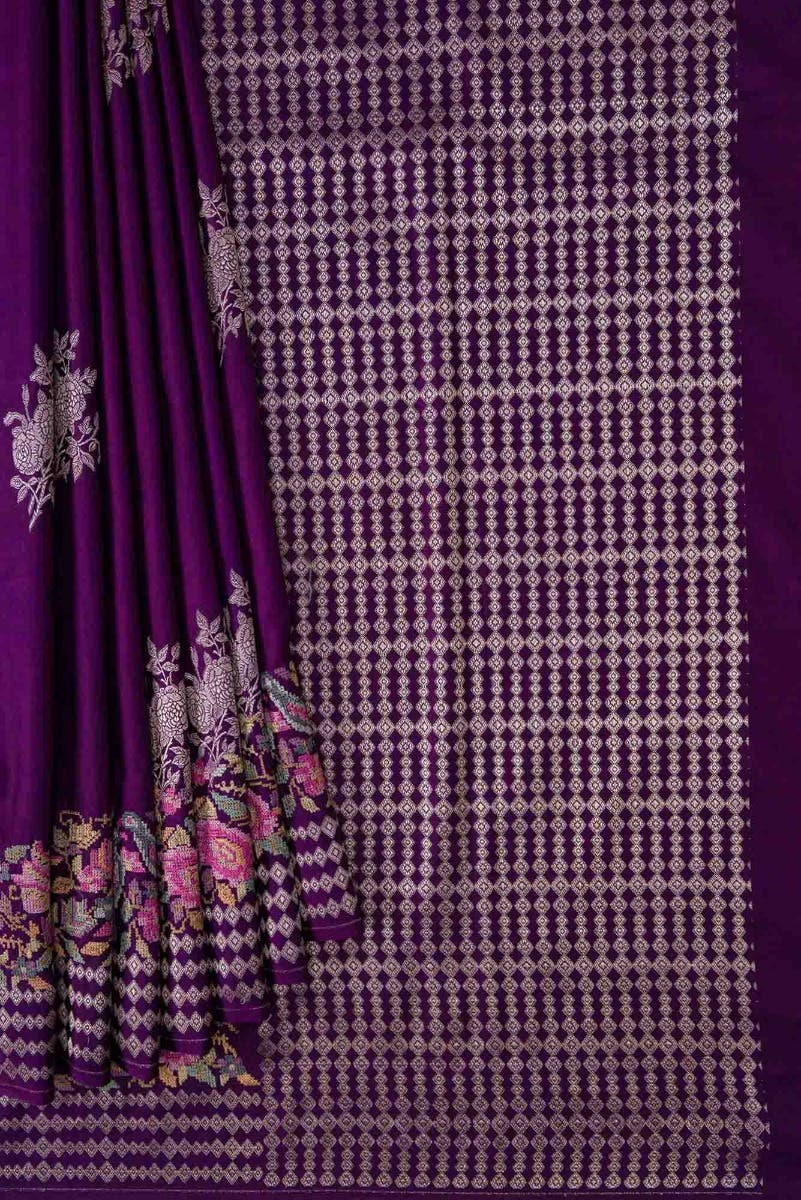 Violet Dual Tone Banarasi Silk Saree
