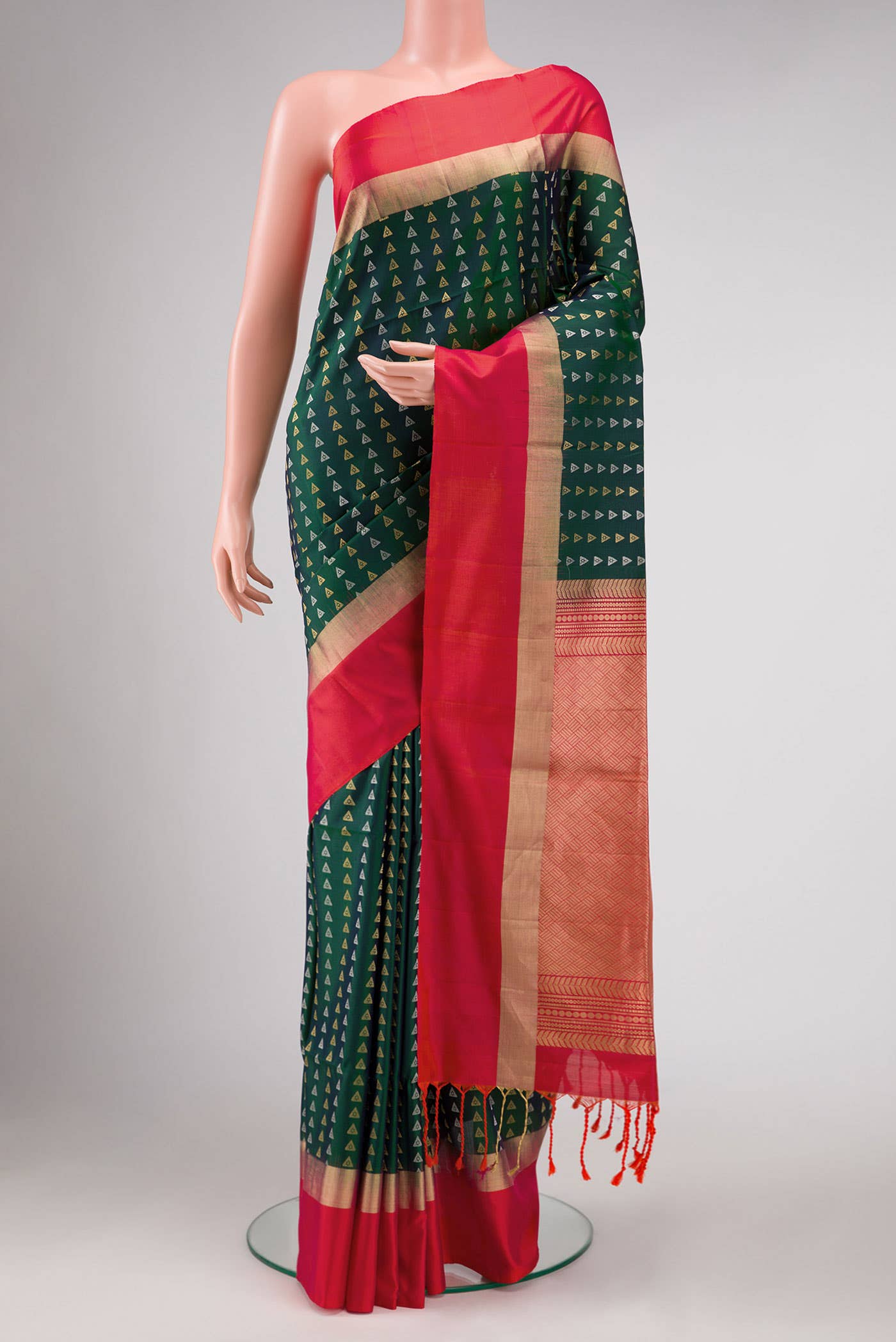 Green Dual Tone Soft Silk Saree
