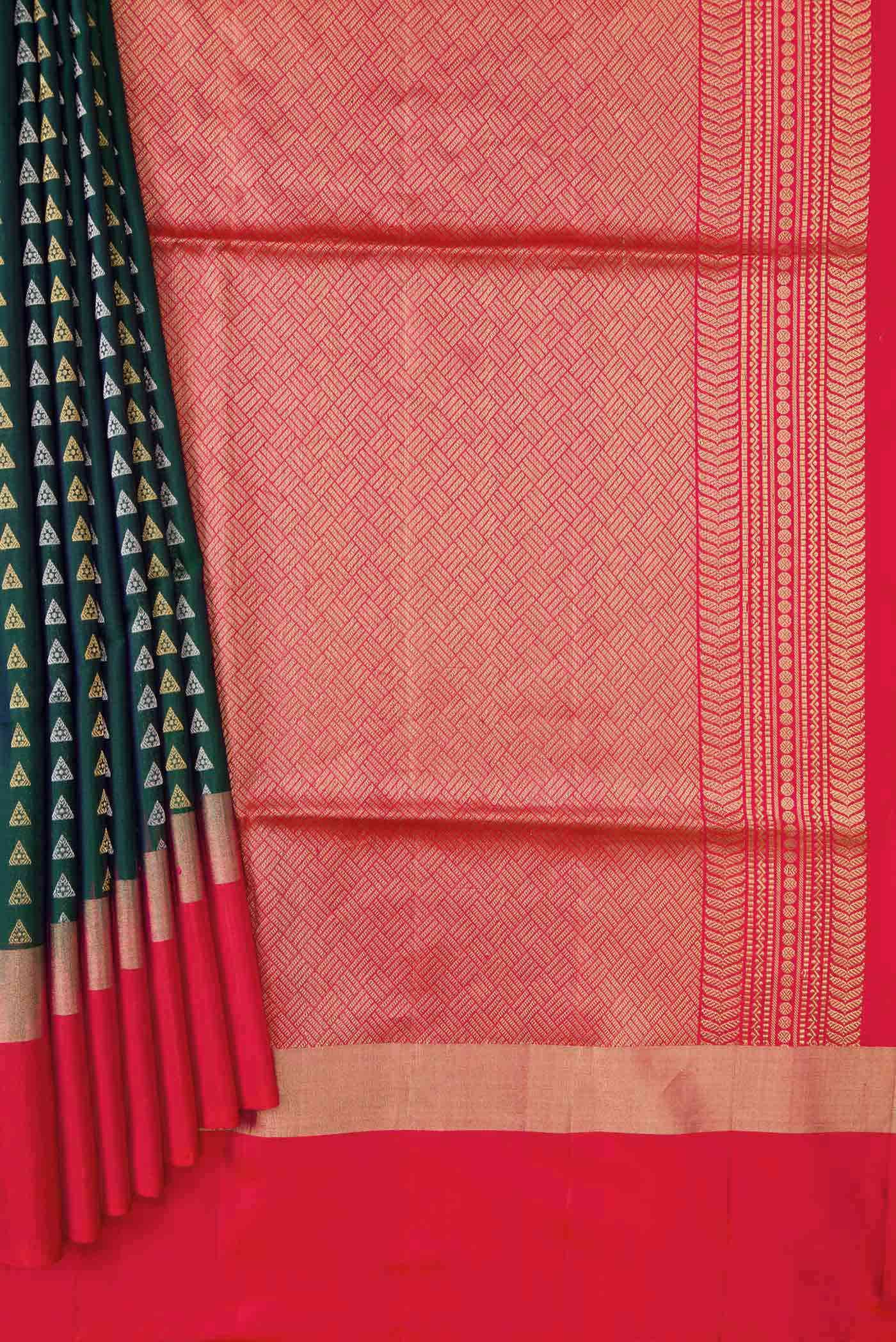 Green Dual Tone Soft Silk Saree