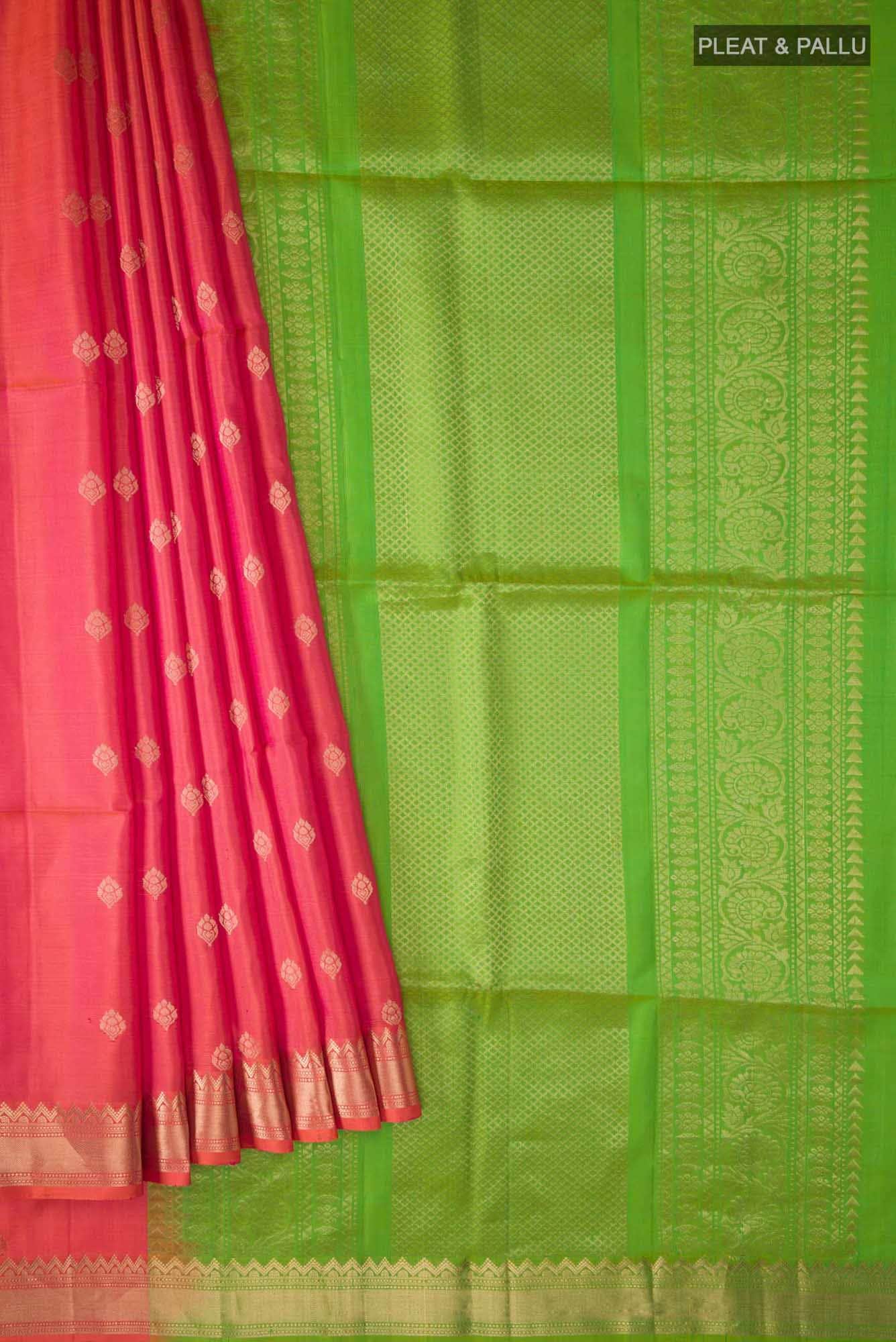 Pink with Orange Dual Tone Soft Silk Saree