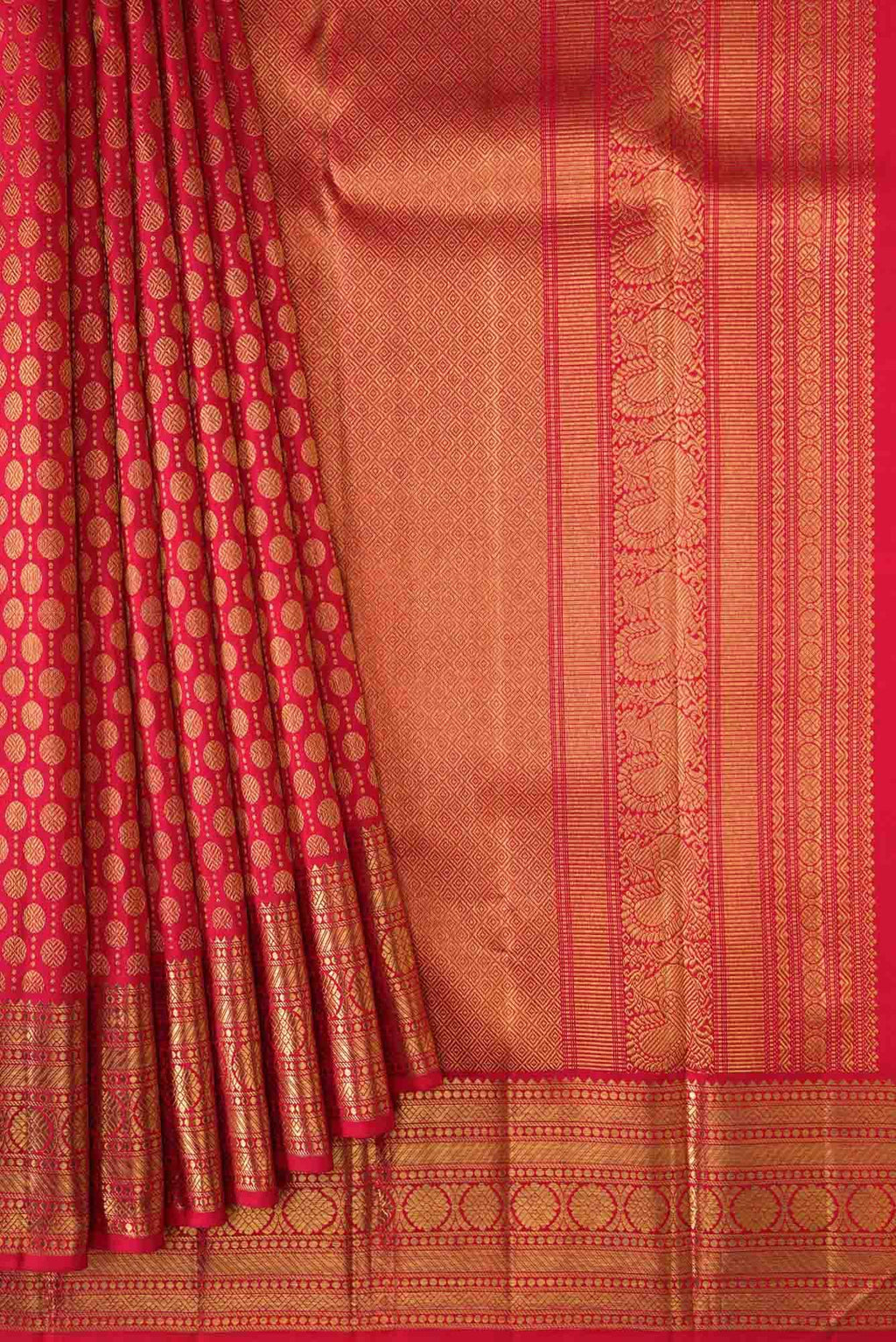 Pure Silk Pure Zari Red Dual Tone Kanchipuram Saree