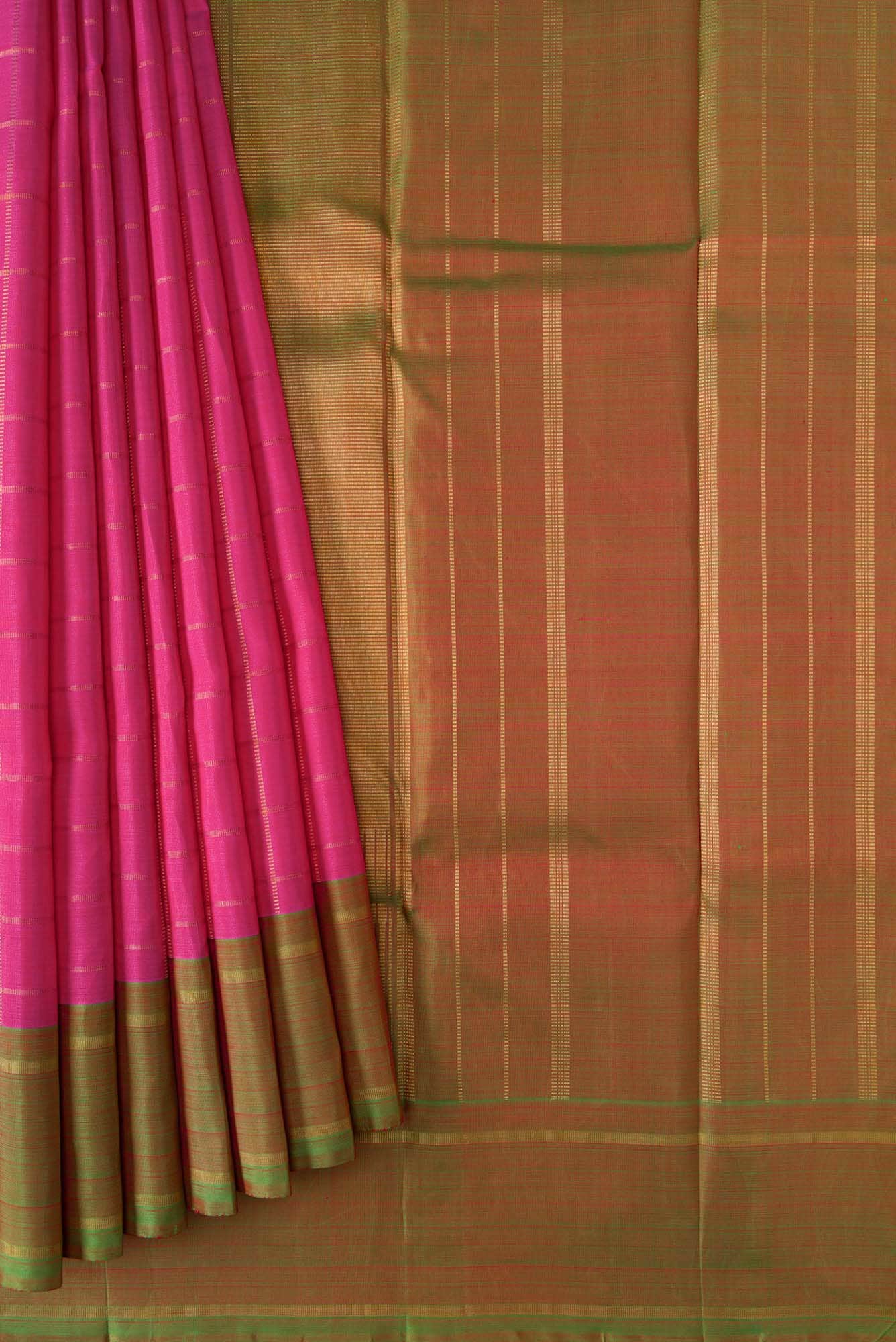 Pure Silk Pure Zari Pink Dual Tone Kanchipuram Saree