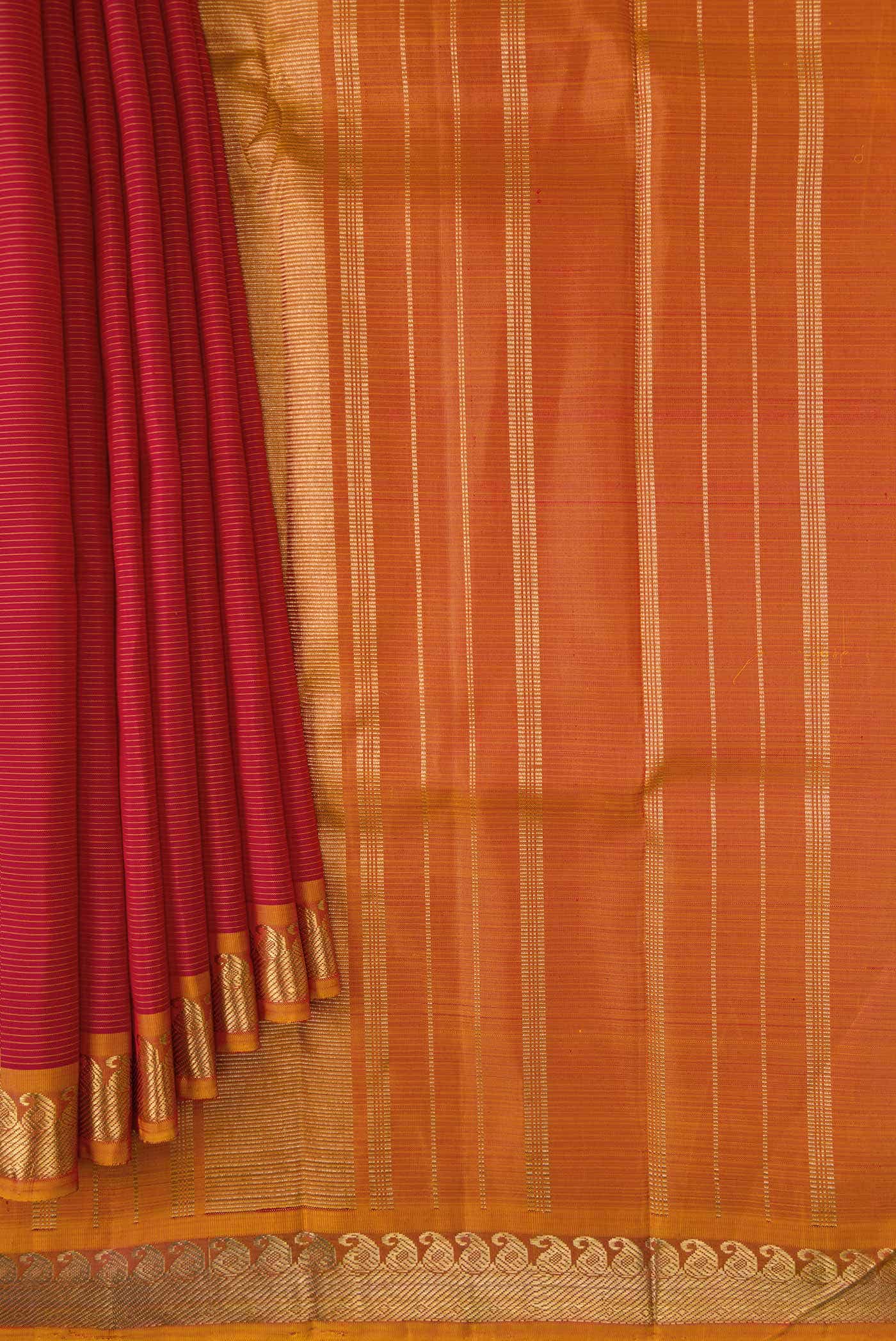 Pure Silk Pure Zari Maroon Dual Tone Kanchipuram Saree