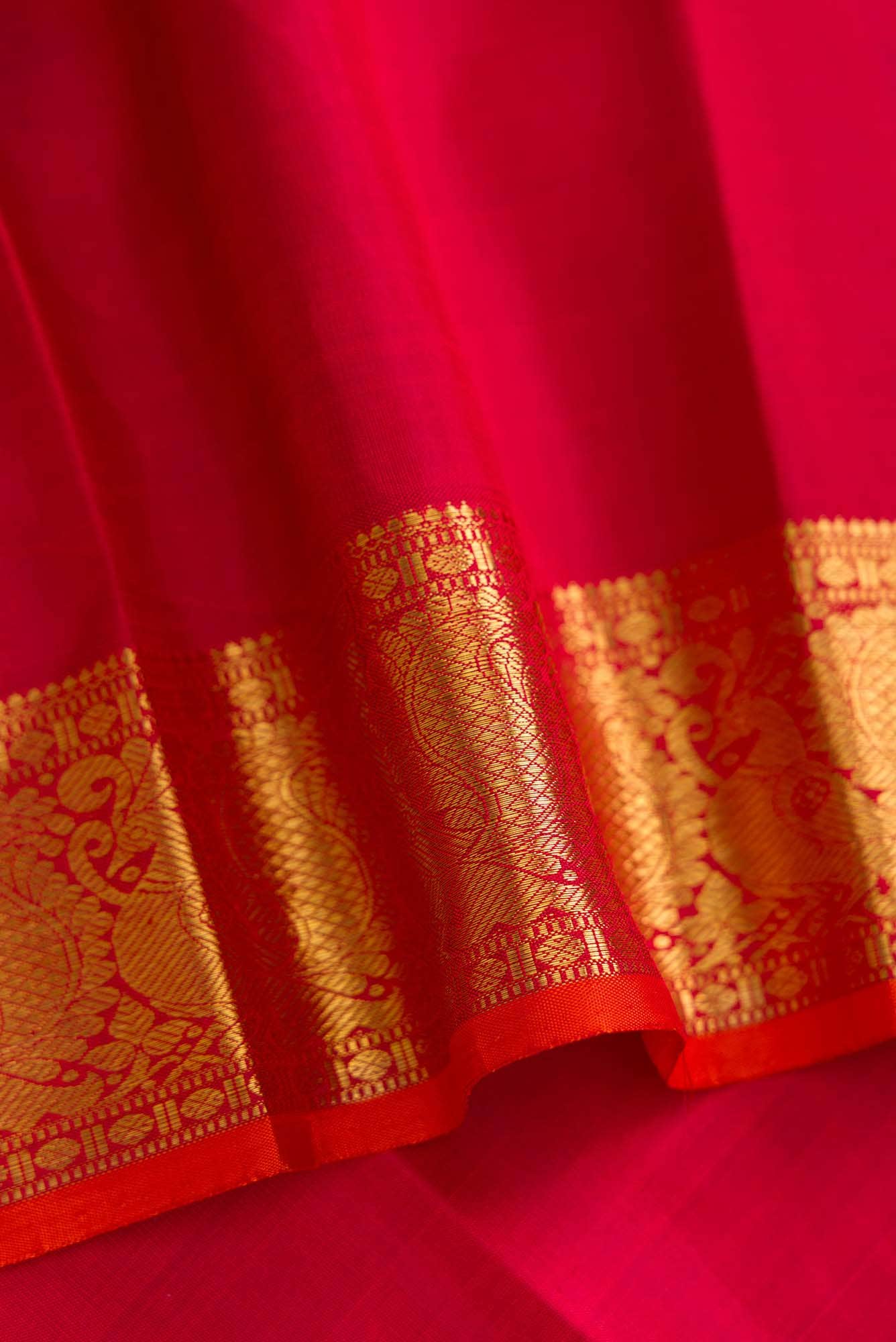 Pure Silk Pure Zari Maroon Dual Tone Kanchipuram Saree