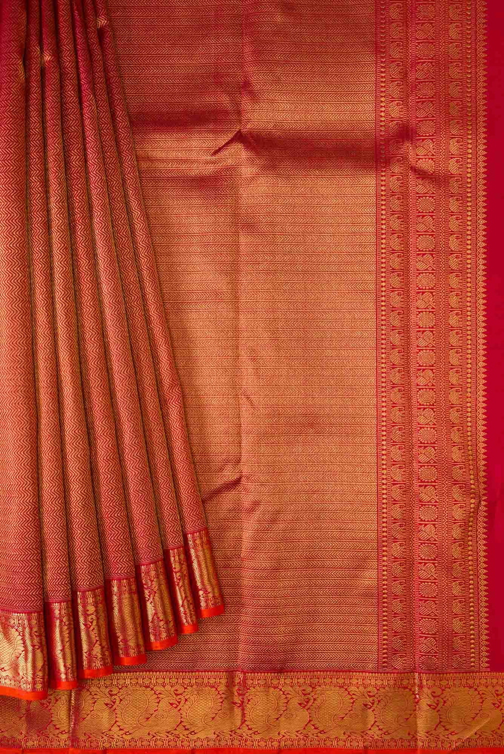 Pure Silk Pure Zari Maroon Dual Tone Kanchipuram Saree