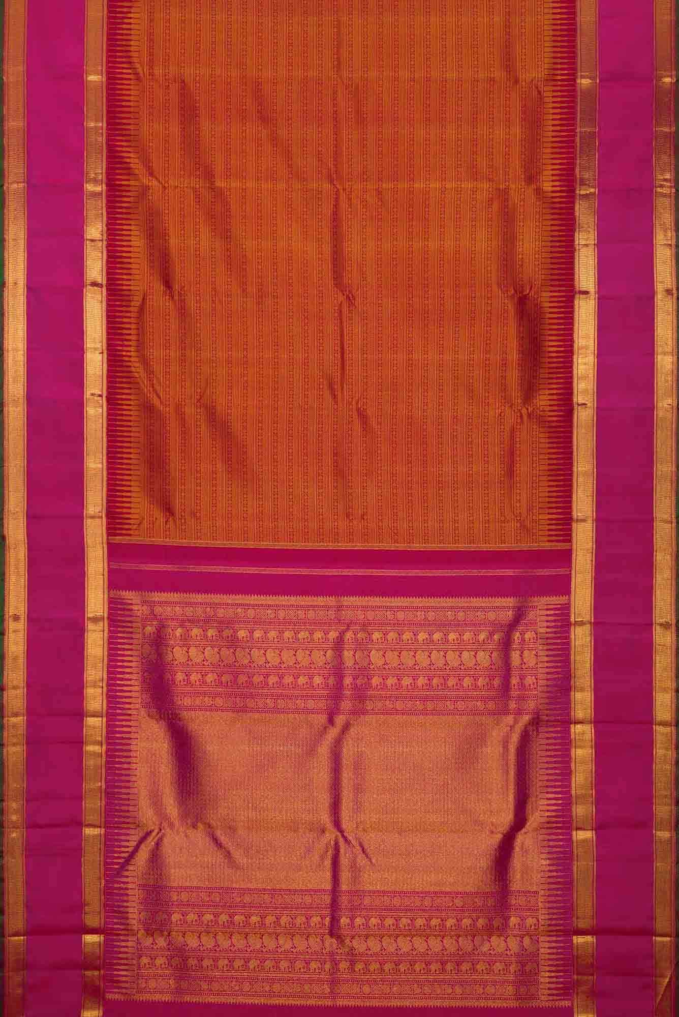Pure Silk Pure Zari Maroon Dual Tone Kanchipuram Saree