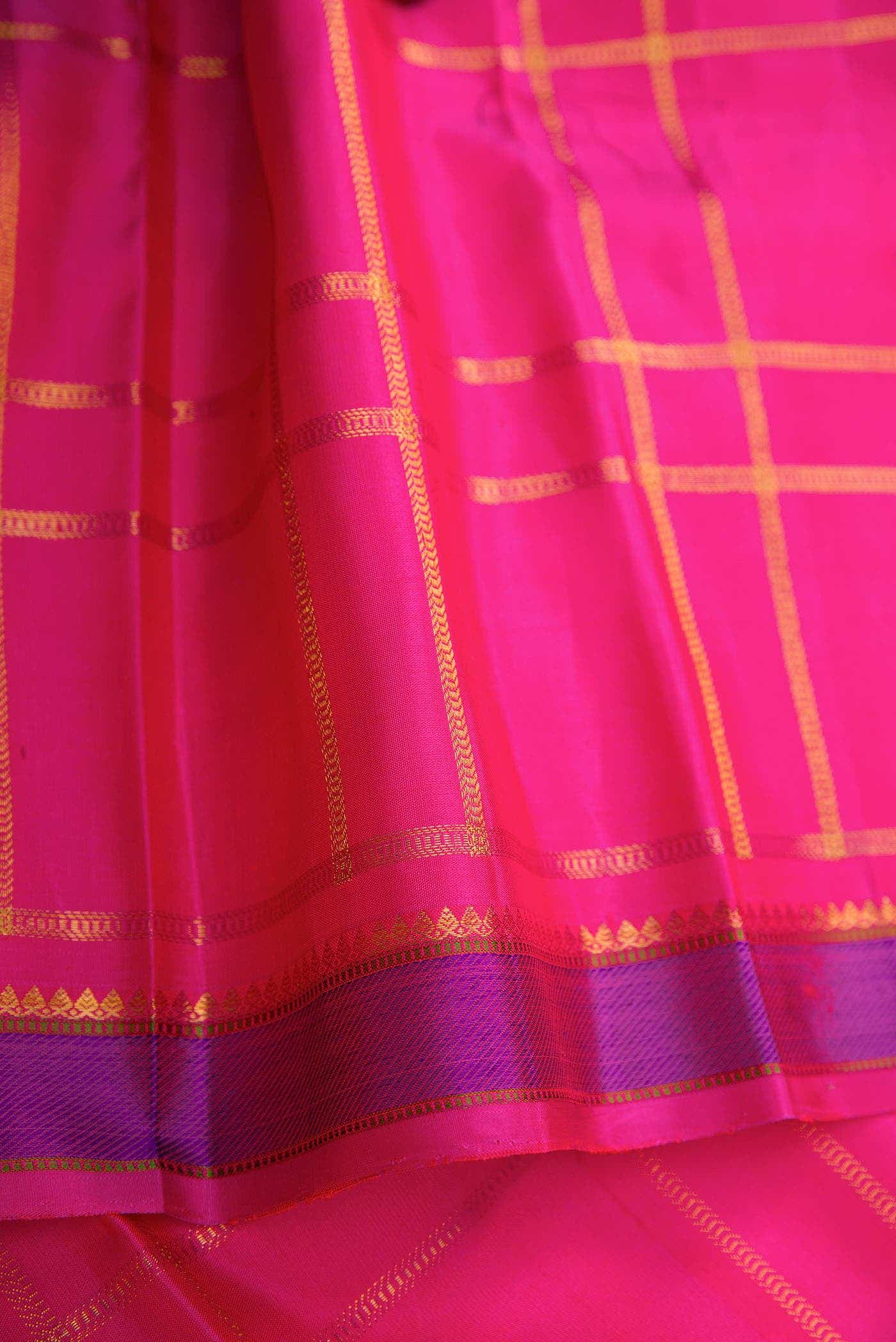 Pure Silk Pure Zari Pink Dual Tone Kanchipuram Saree