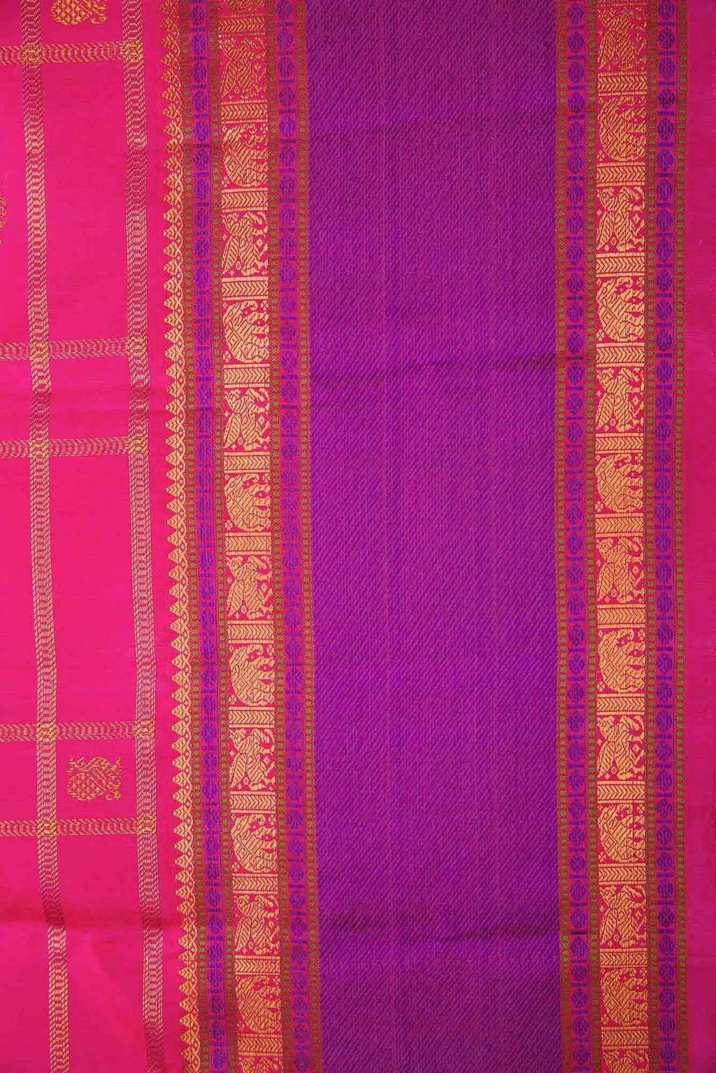 Pure Silk Pure Zari Pink Dual Tone Kanchipuram Saree