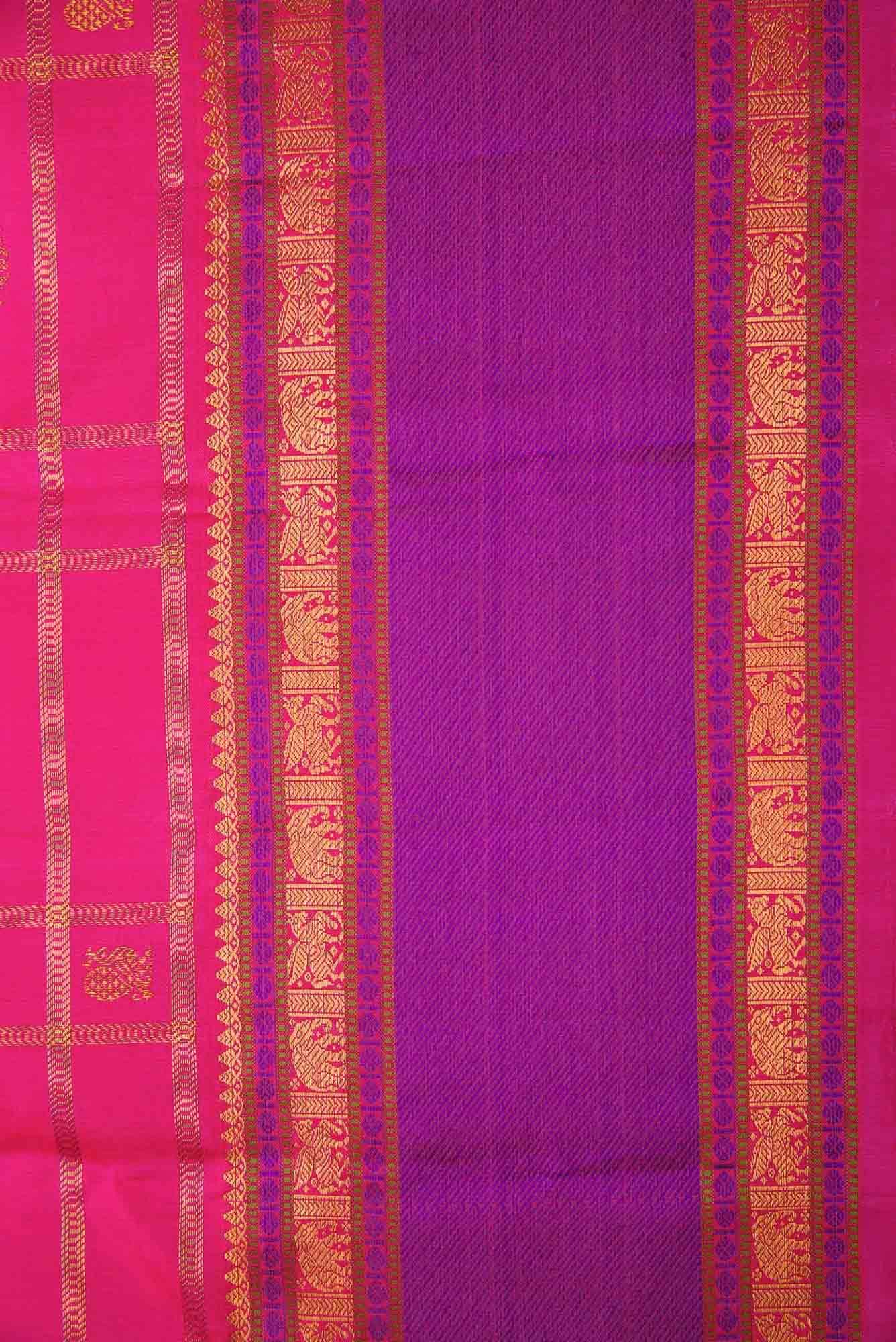 Pure Silk Pure Zari Pink Dual Tone Kanchipuram Saree