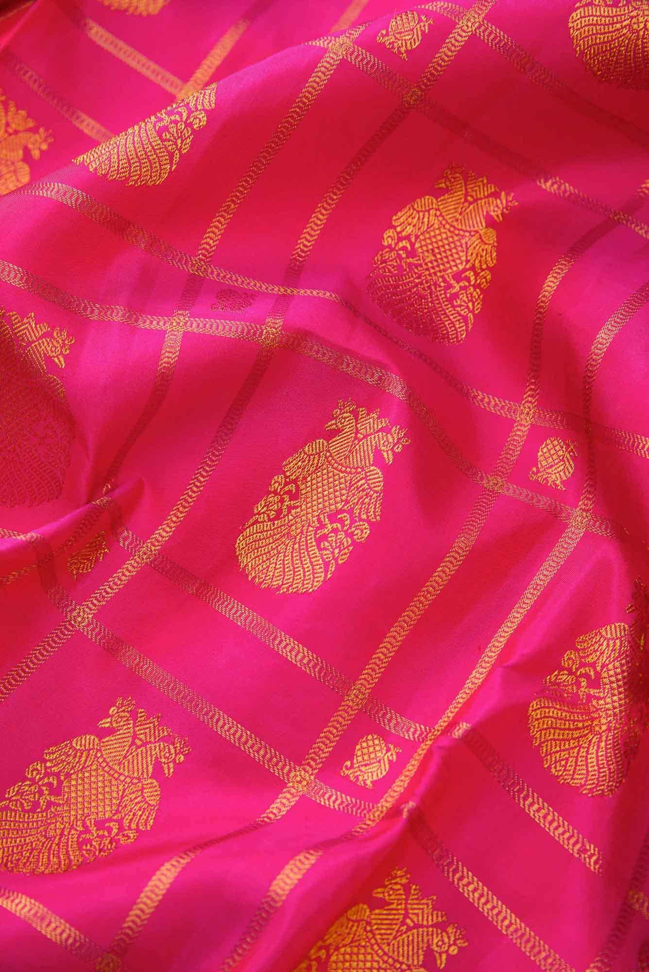 Pure Silk Pure Zari Pink Dual Tone Kanchipuram Saree