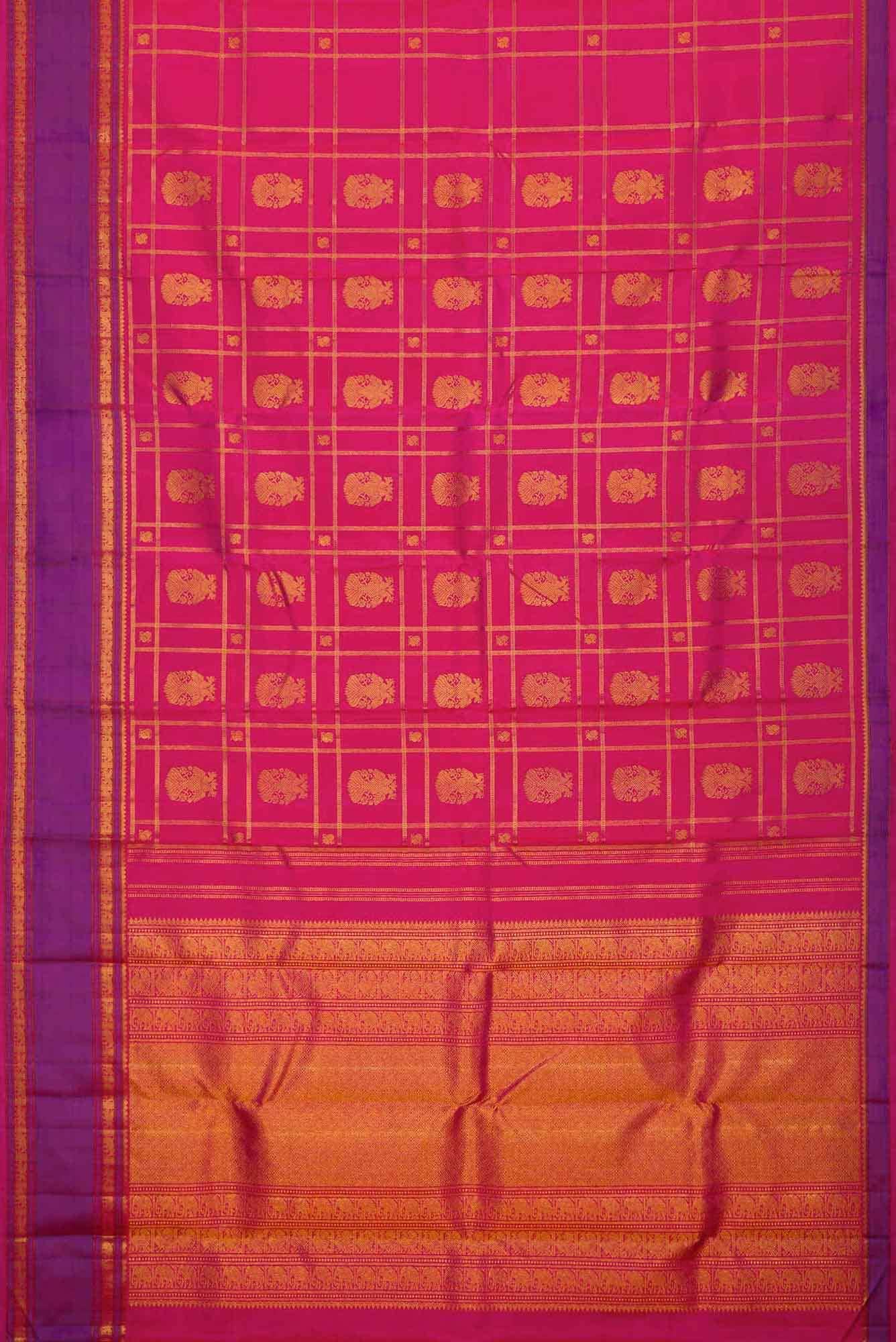 Pure Silk Pure Zari Pink Dual Tone Kanchipuram Saree