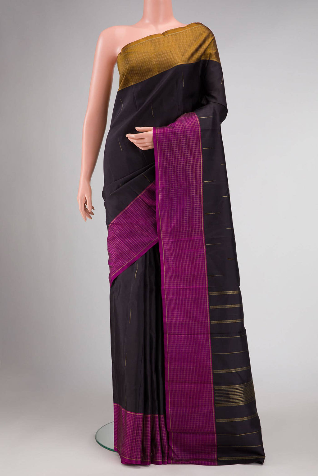 Pure Silk Pure Zari Coffee Brown Dual Tone Kanchipuram Saree