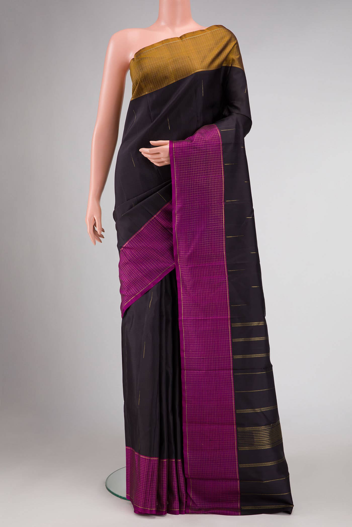 Pure Silk Pure Zari Coffee Brown Dual Tone Kanchipuram Saree
