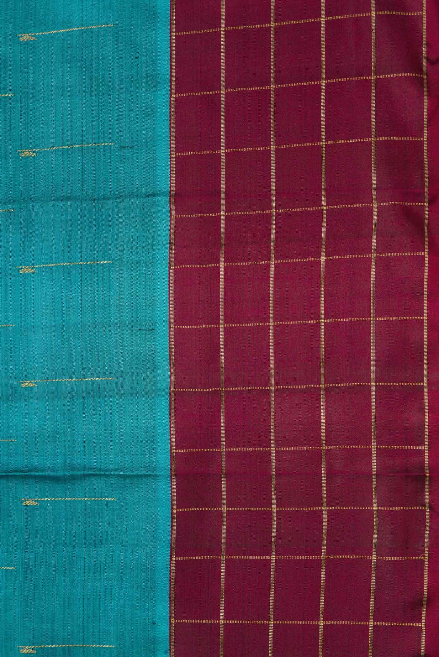 Pure Silk Pure Zari Maya Blue Dual Tone Kanchipuram Saree