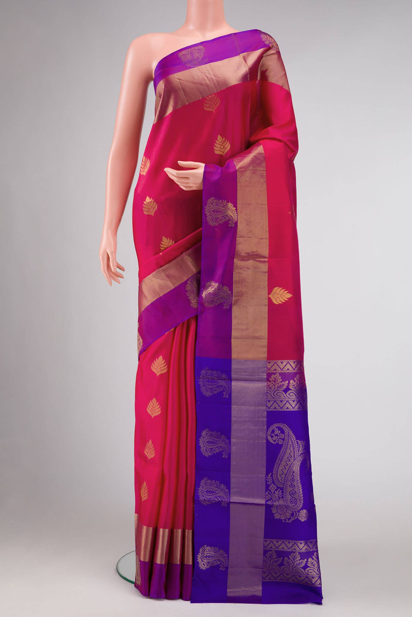 Dark Pink Dual Tone Soft Silk Saree