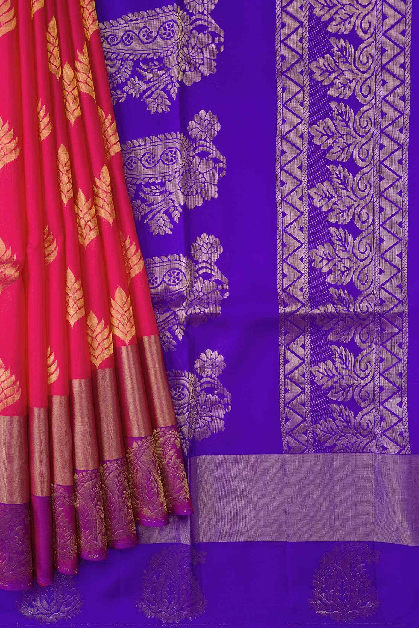 Dark Pink Dual Tone Soft Silk Saree