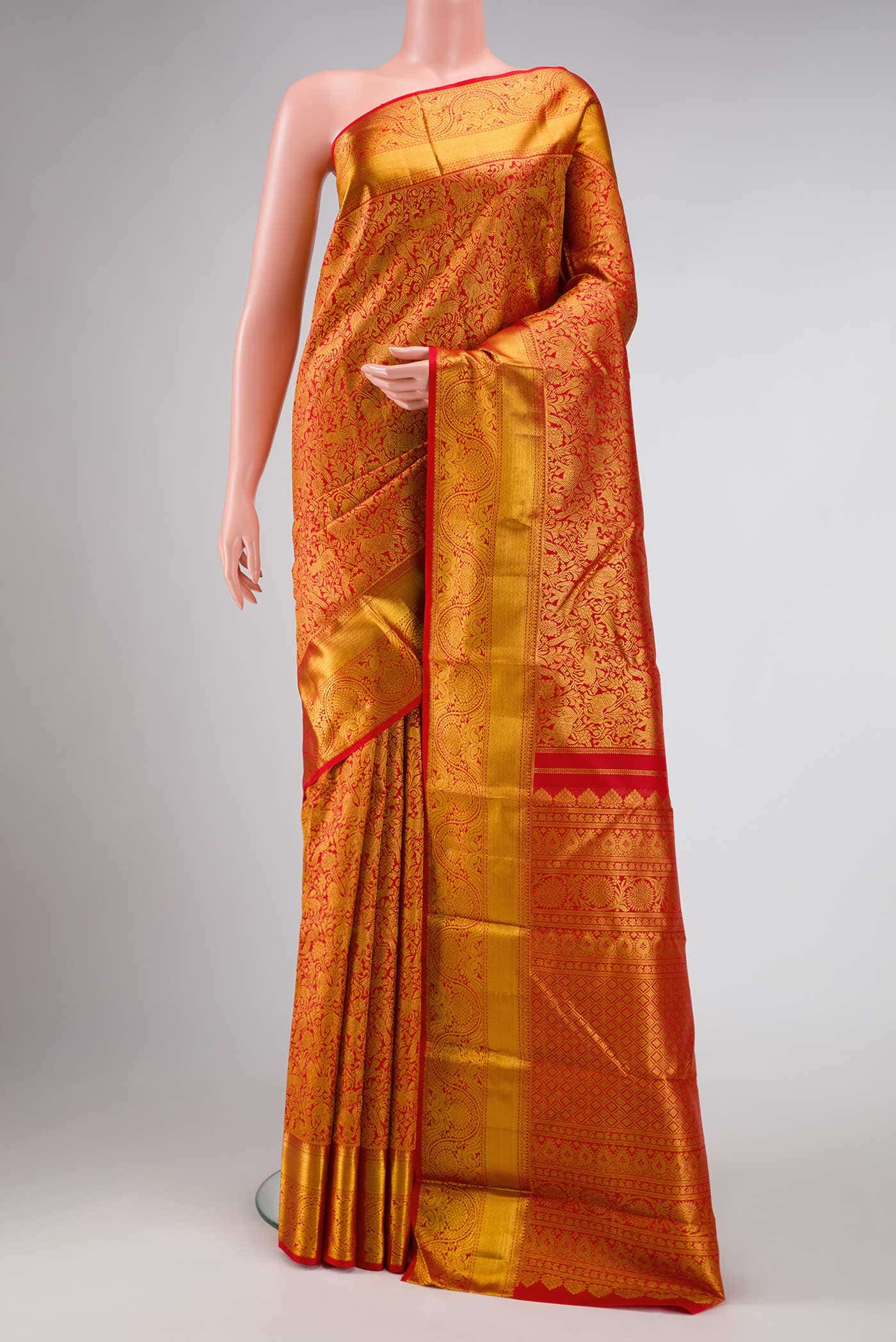 Red Dual Tone Kanchipuram Silk Saree