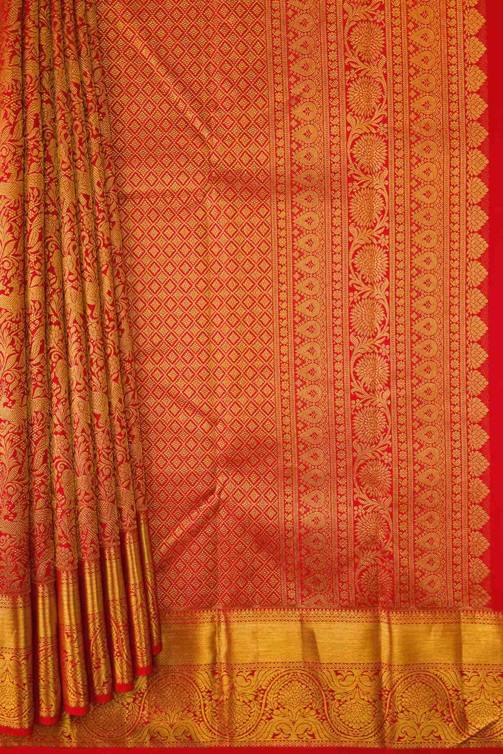 Red Dual Tone Kanchipuram Silk Saree