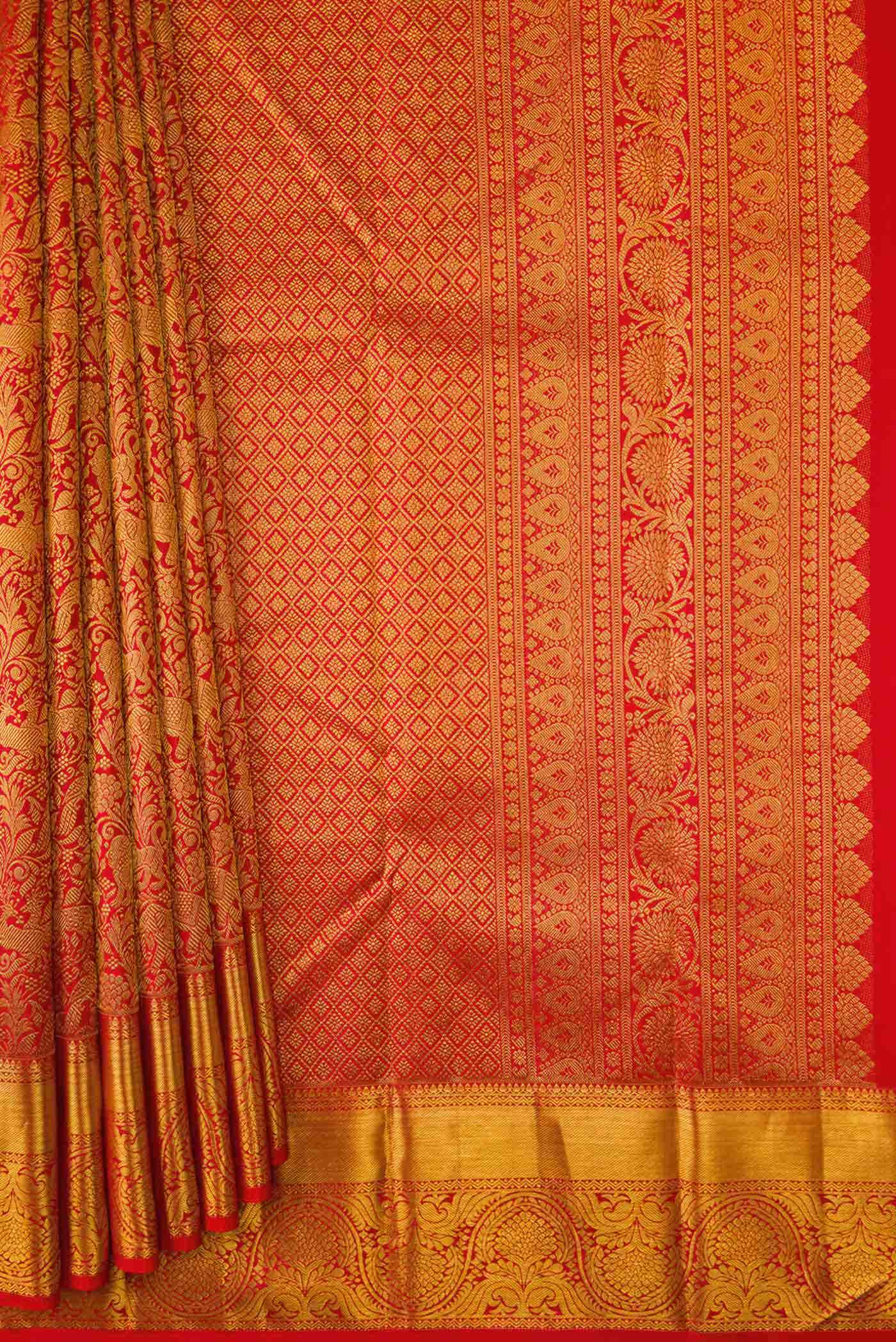 Red Dual Tone Kanchipuram Silk Saree