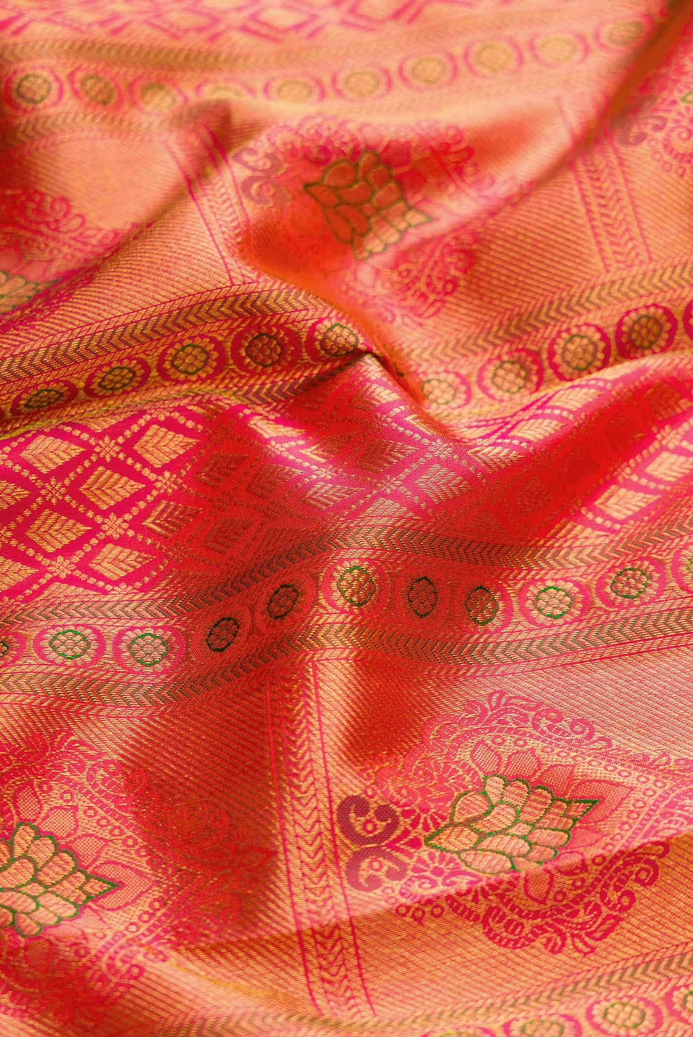 Coral Dual Tone Kanchipuram Silk Saree