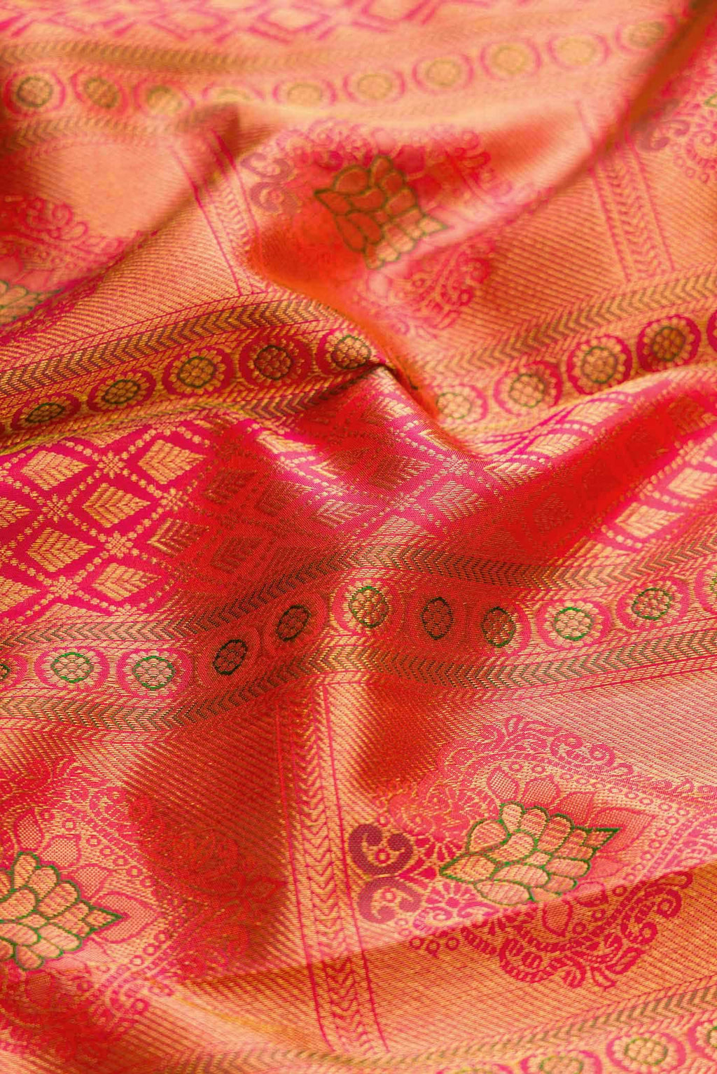 Coral Dual Tone Kanchipuram Silk Saree