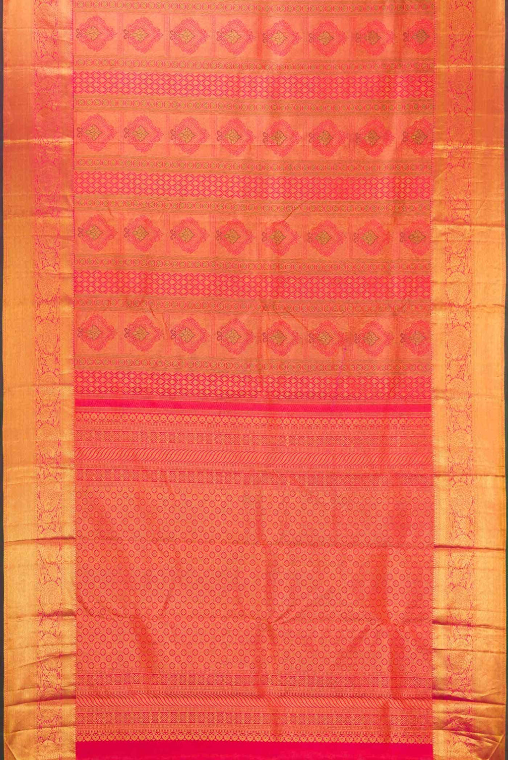 Coral Dual Tone Kanchipuram Silk Saree