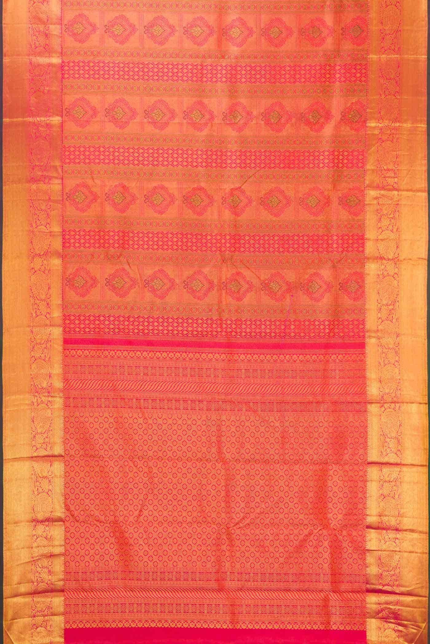 Coral Dual Tone Kanchipuram Silk Saree