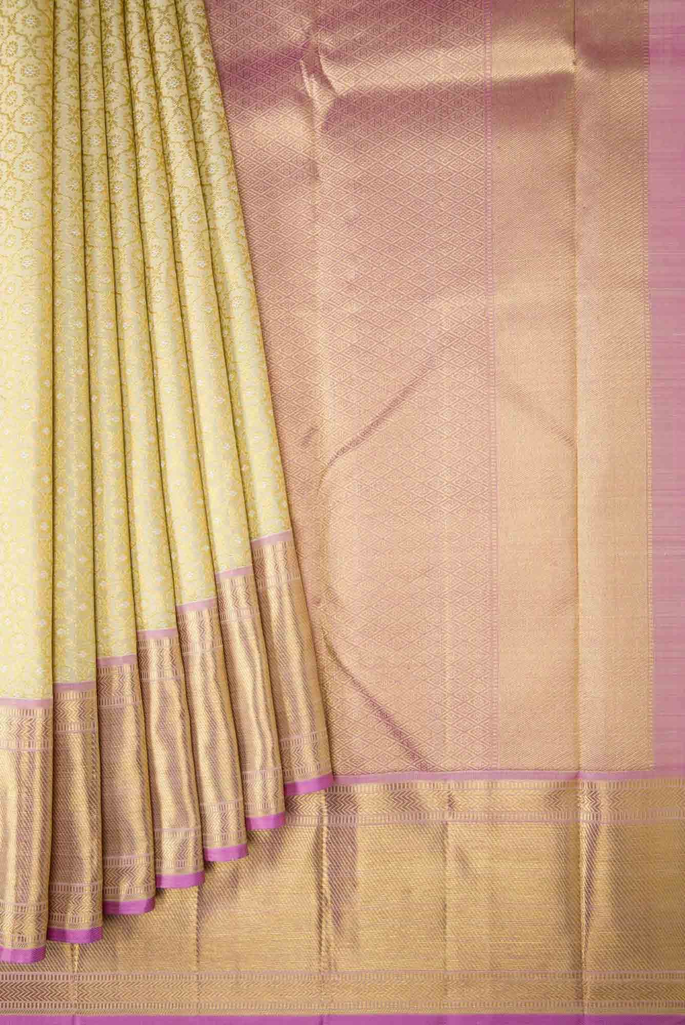 Pure Silk Pure Zari Sandal Dual Tone Kanchipuram Saree