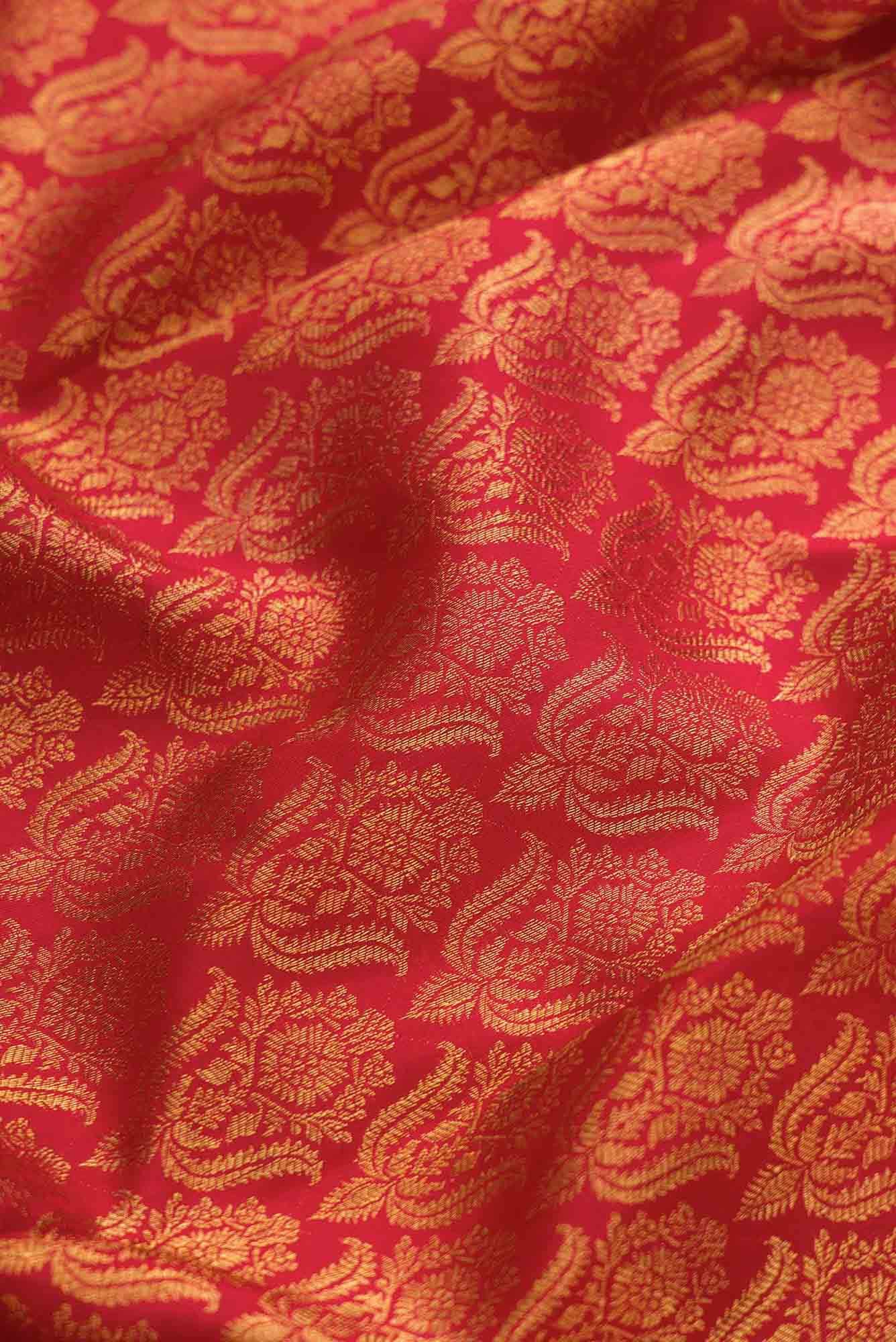 Pure Silk Pure Zari Red Dual Tone Kanchipuram Saree