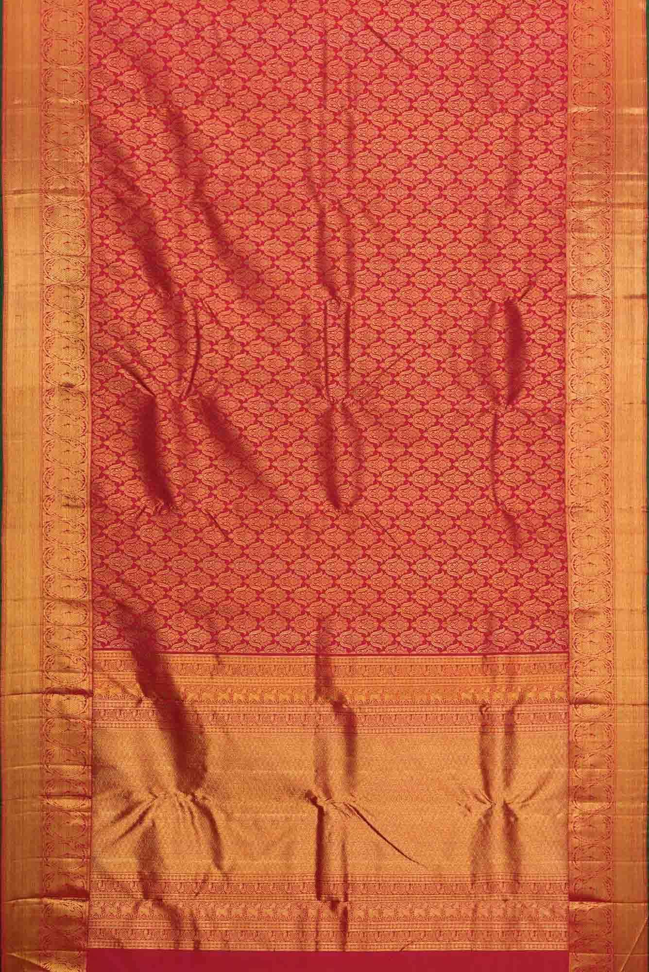 Pure Silk Pure Zari Red Dual Tone Kanchipuram Saree