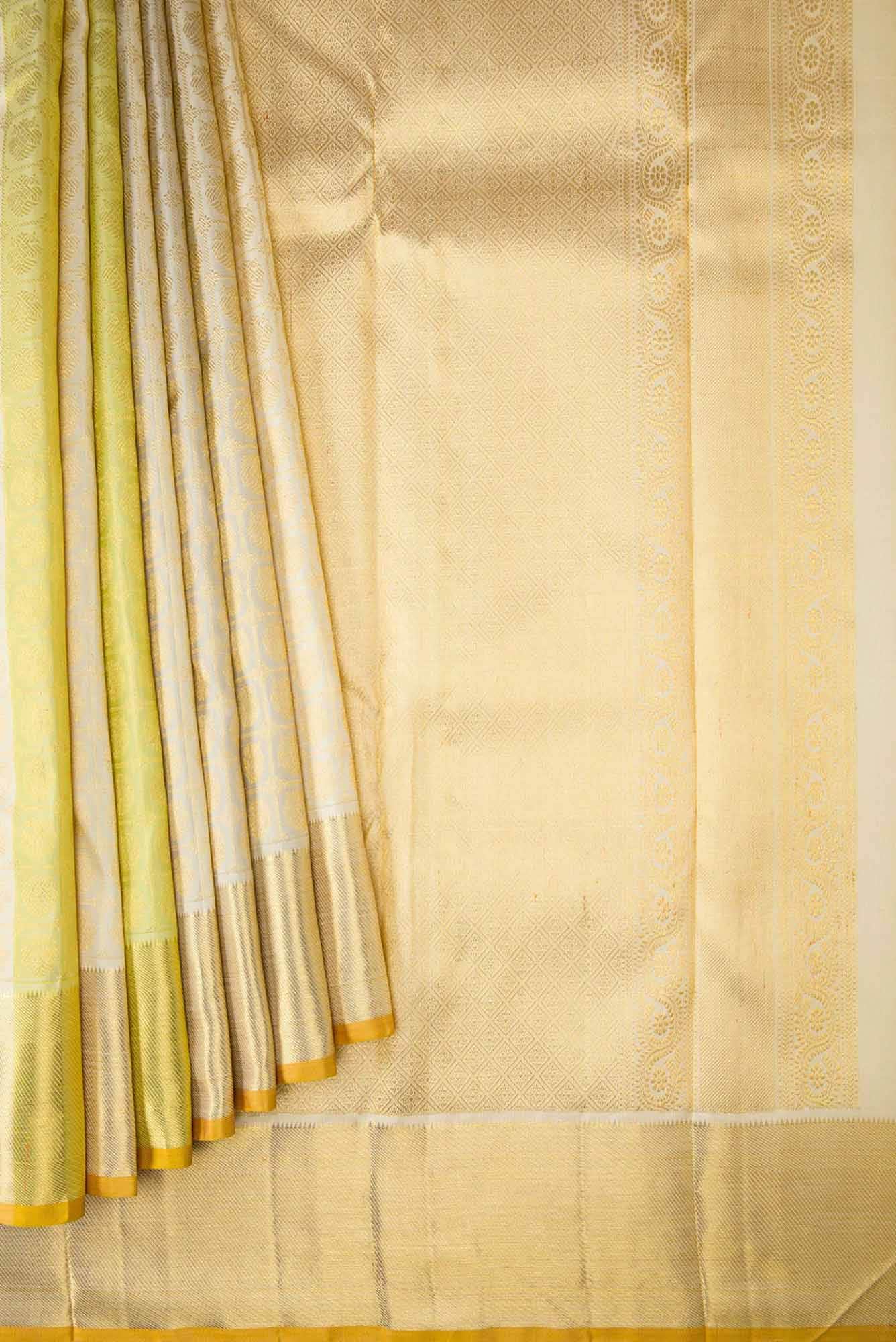 Sandal|Green and Grey Dual Tone Kanchipuram Silk Saree