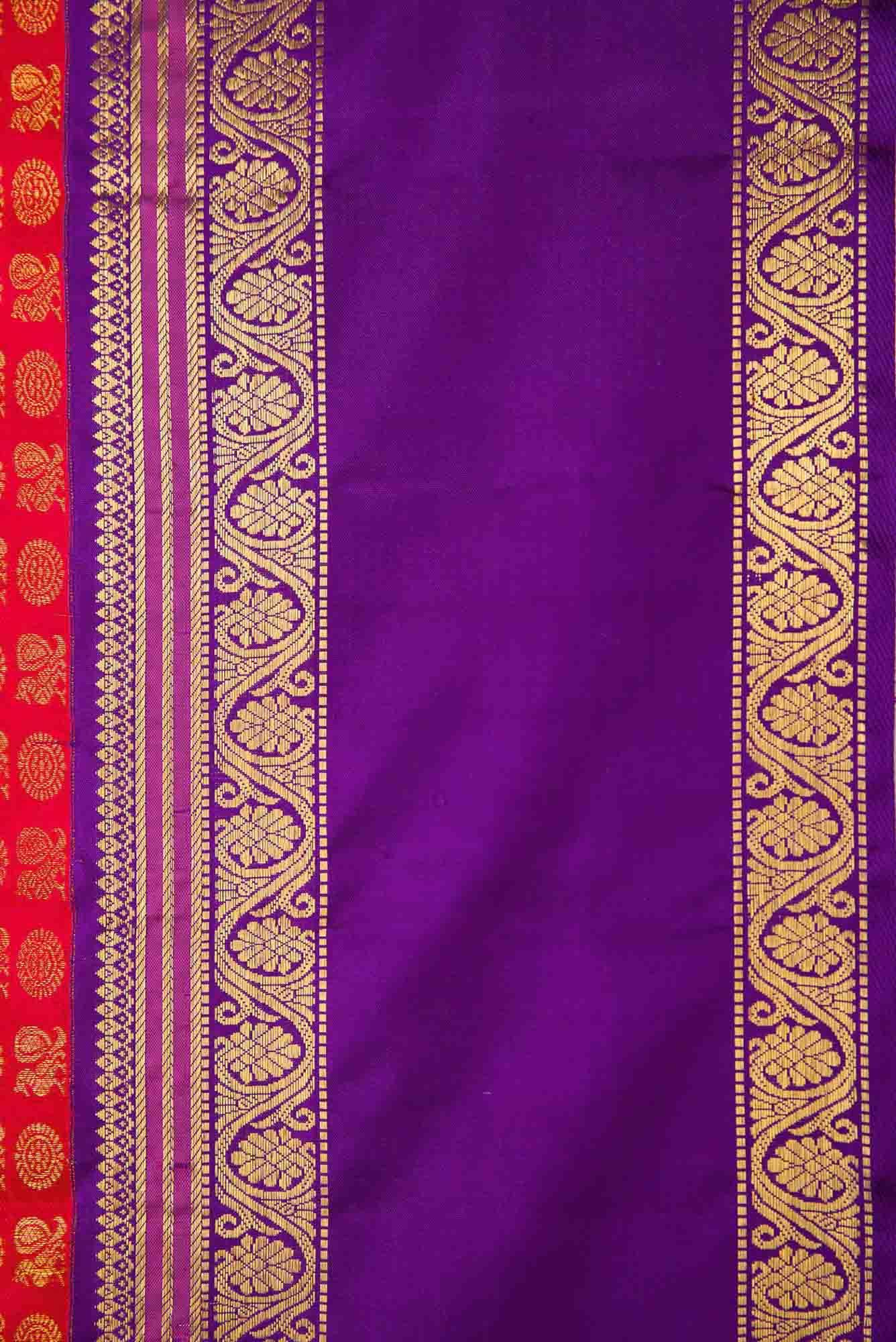 Pure Silk Pure Zari Red Dual Tone Kanchipuram Saree