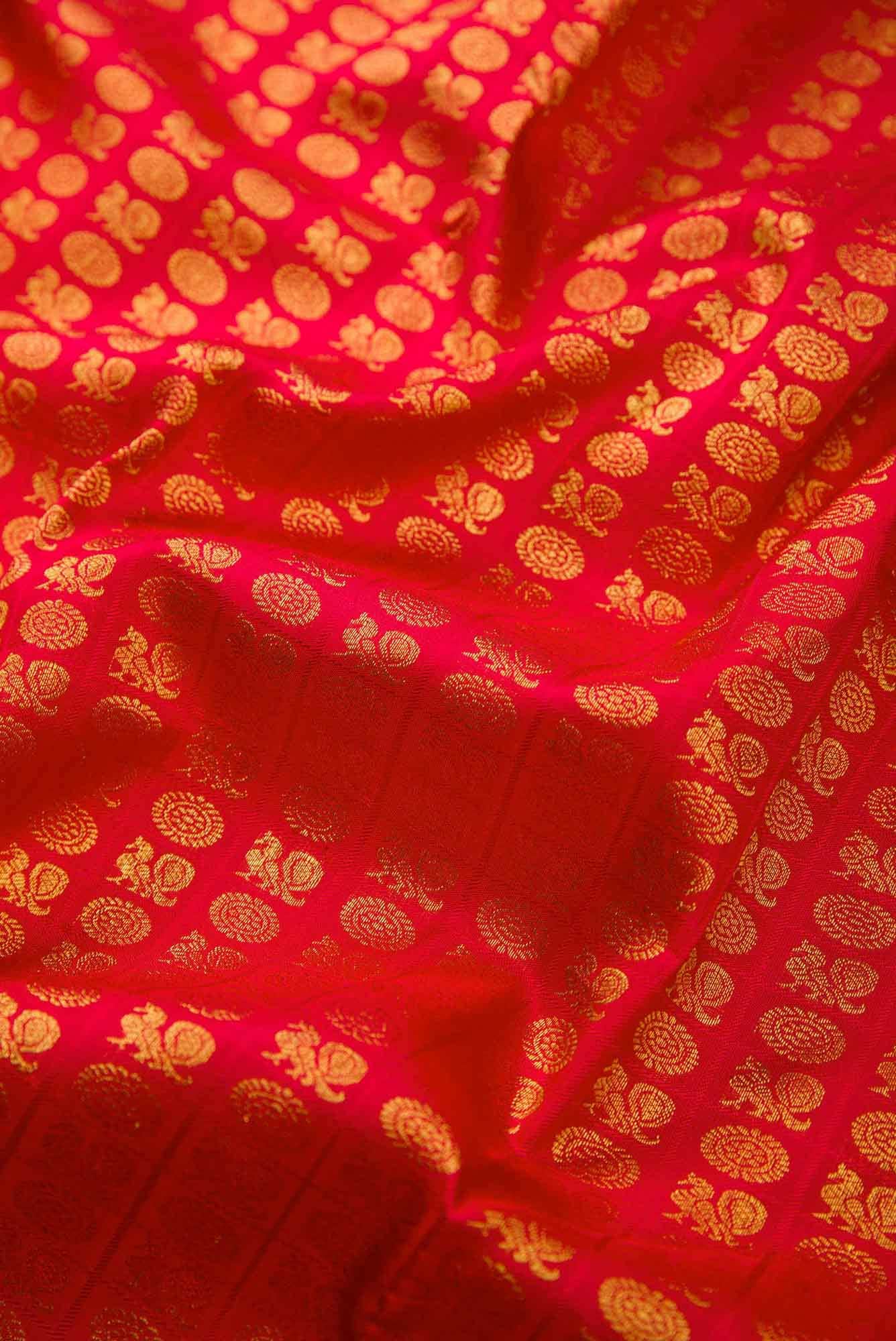 Pure Silk Pure Zari Red Dual Tone Kanchipuram Saree