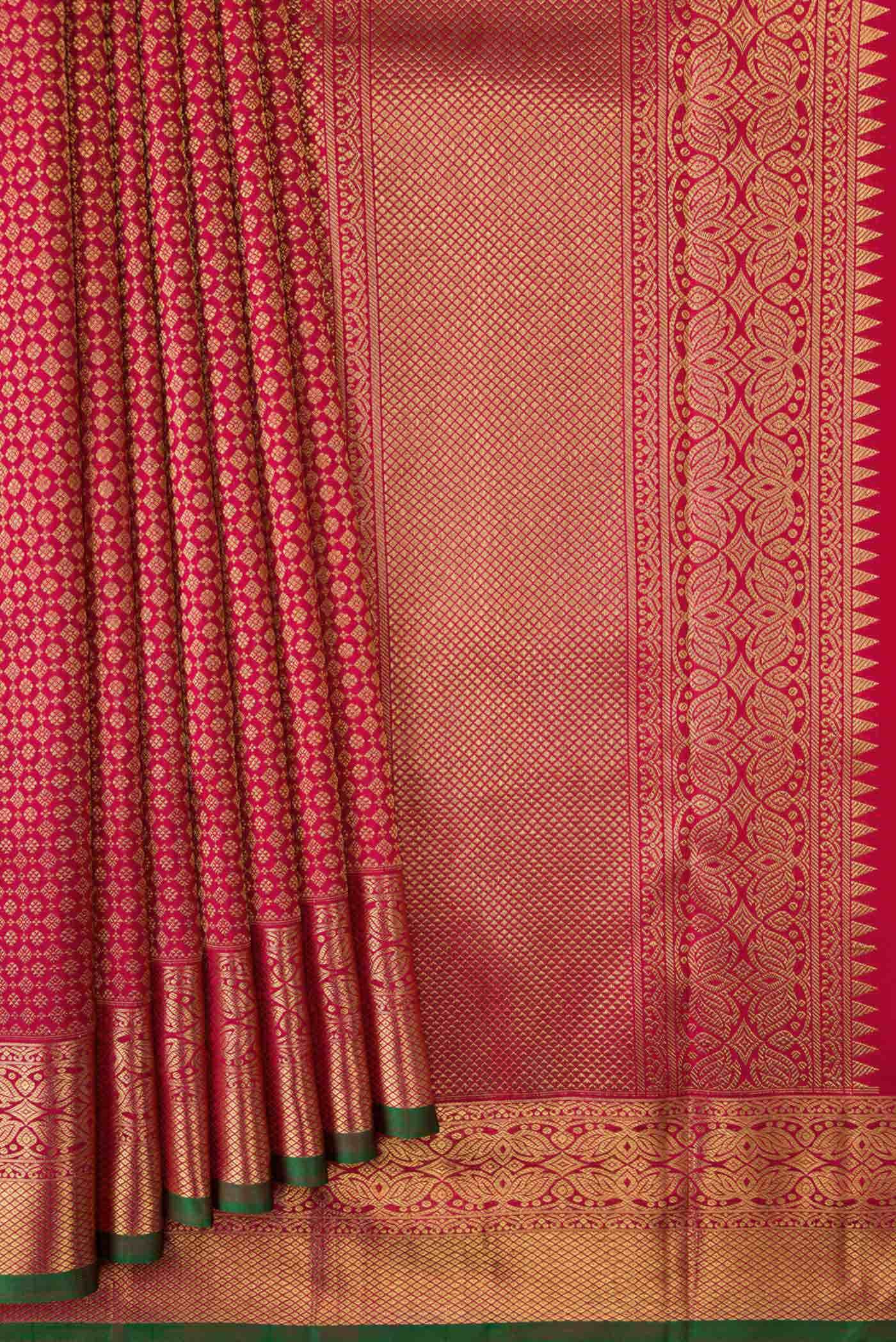 Pure Silk Pure Zari Maroon Dual Tone Kanchipuram Saree