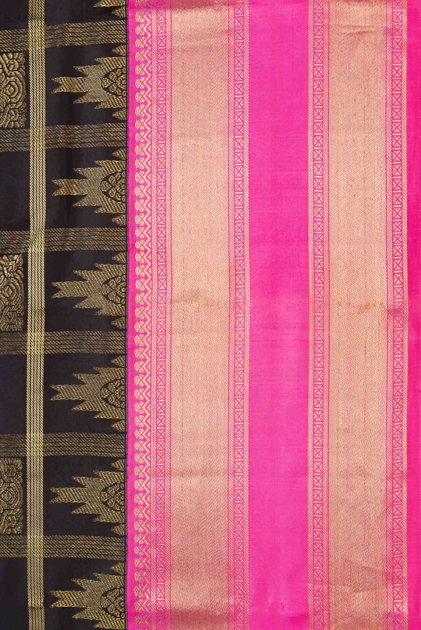 Pure Silk Pure Zari Black Kanchipuram Saree