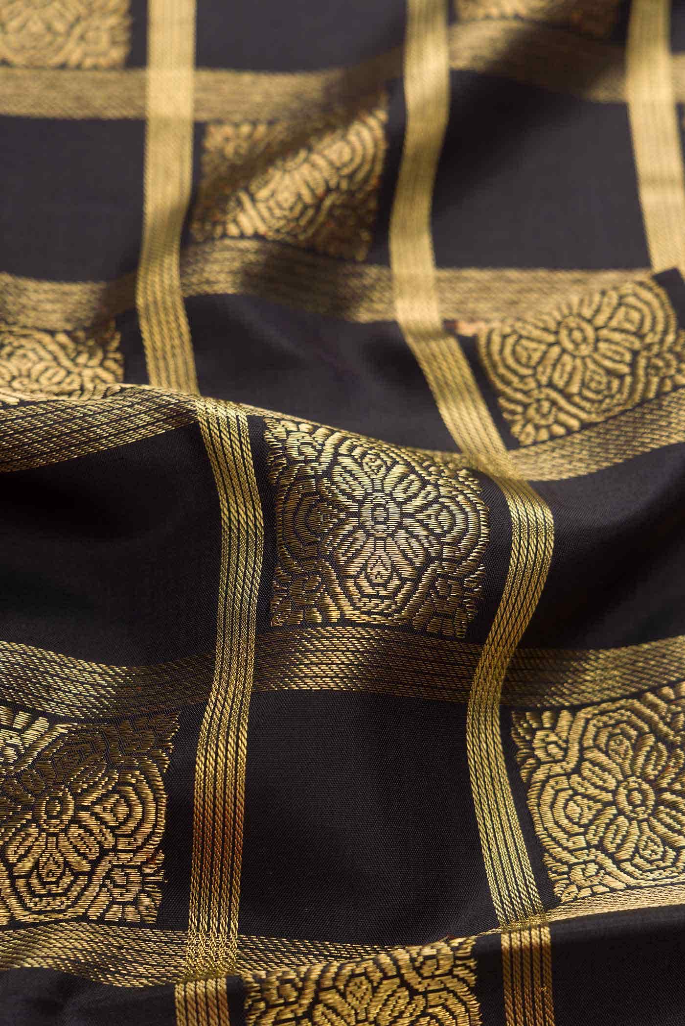 Pure Silk Pure Zari Black Kanchipuram Saree