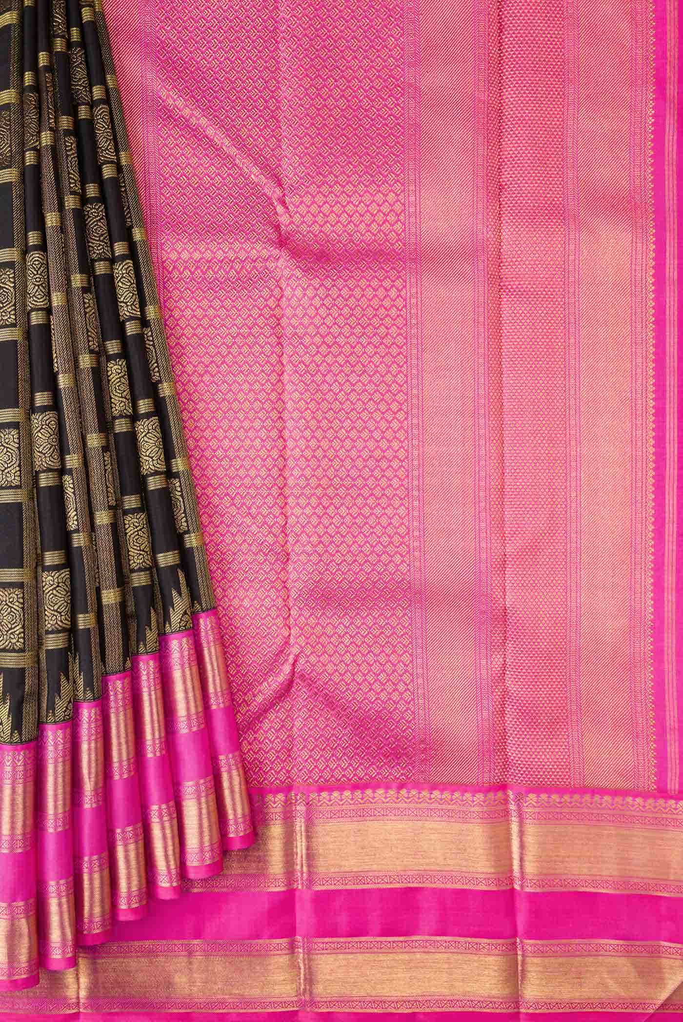 Pure Silk Pure Zari Black Kanchipuram Saree